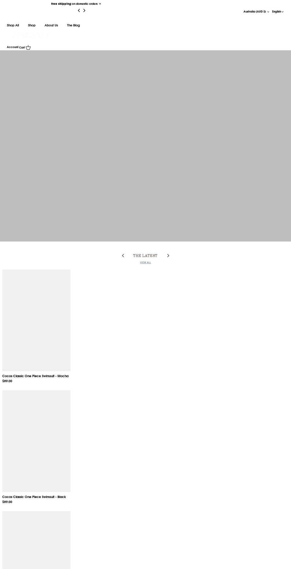 pinksaltswimwear.com shopify website screenshot