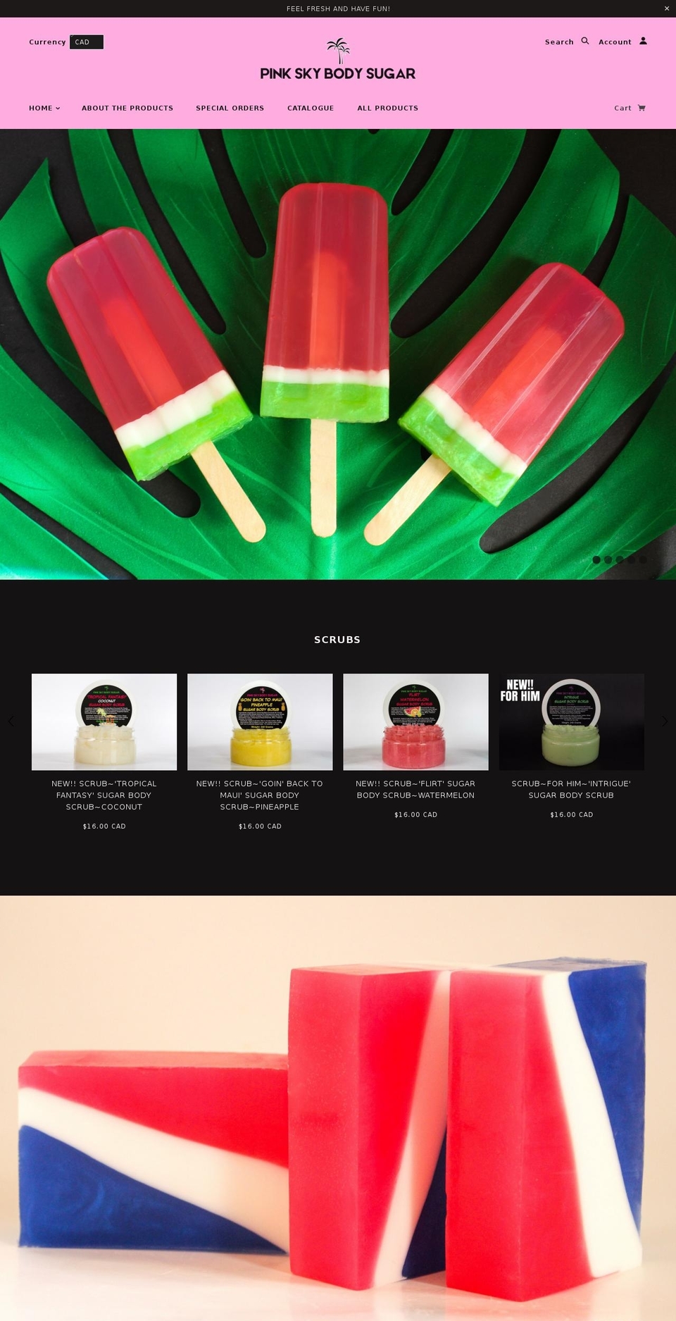 pinkskybodysugar.com — Shopify storefront screenshot
