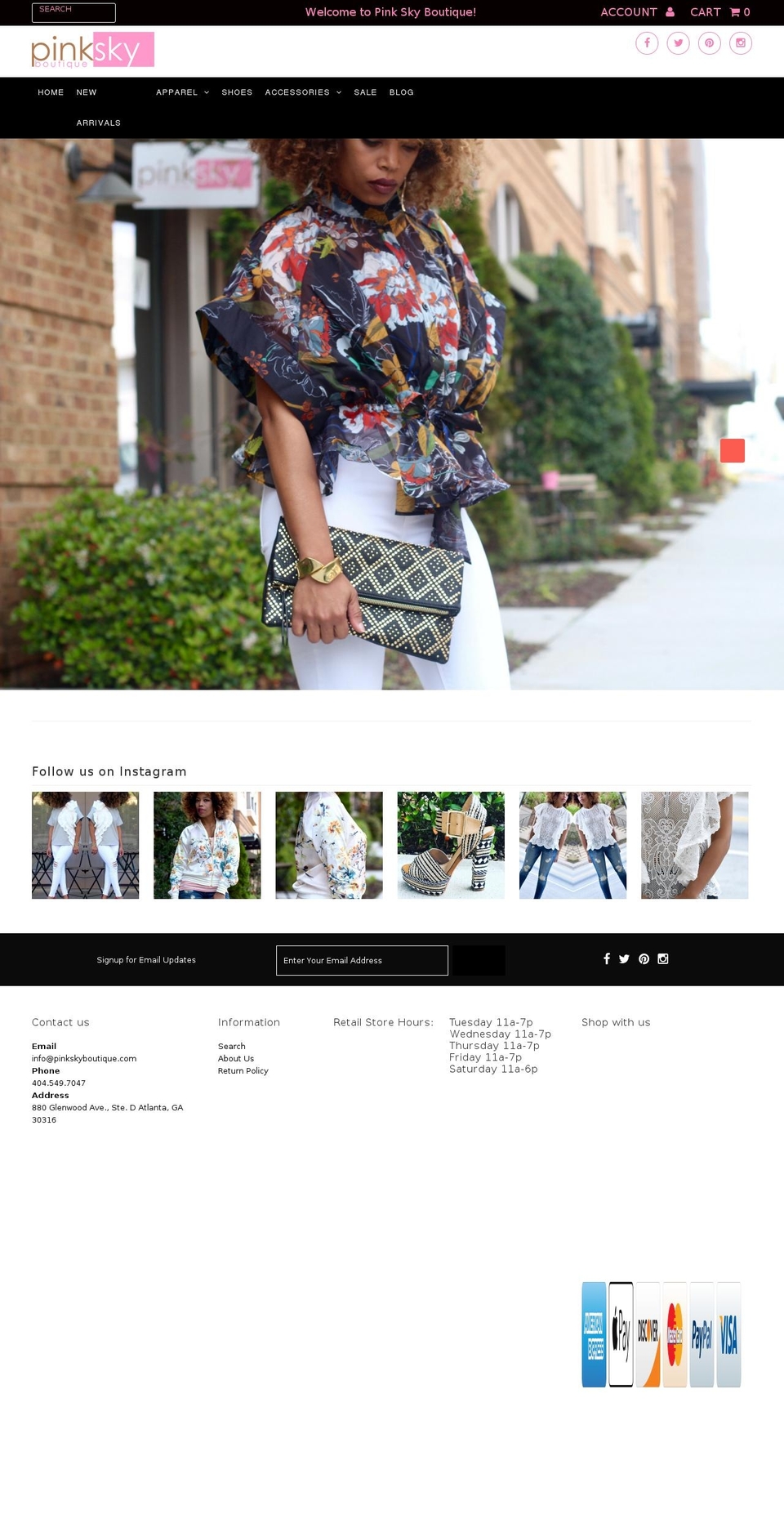 pinkskyboutique.net shopify website screenshot