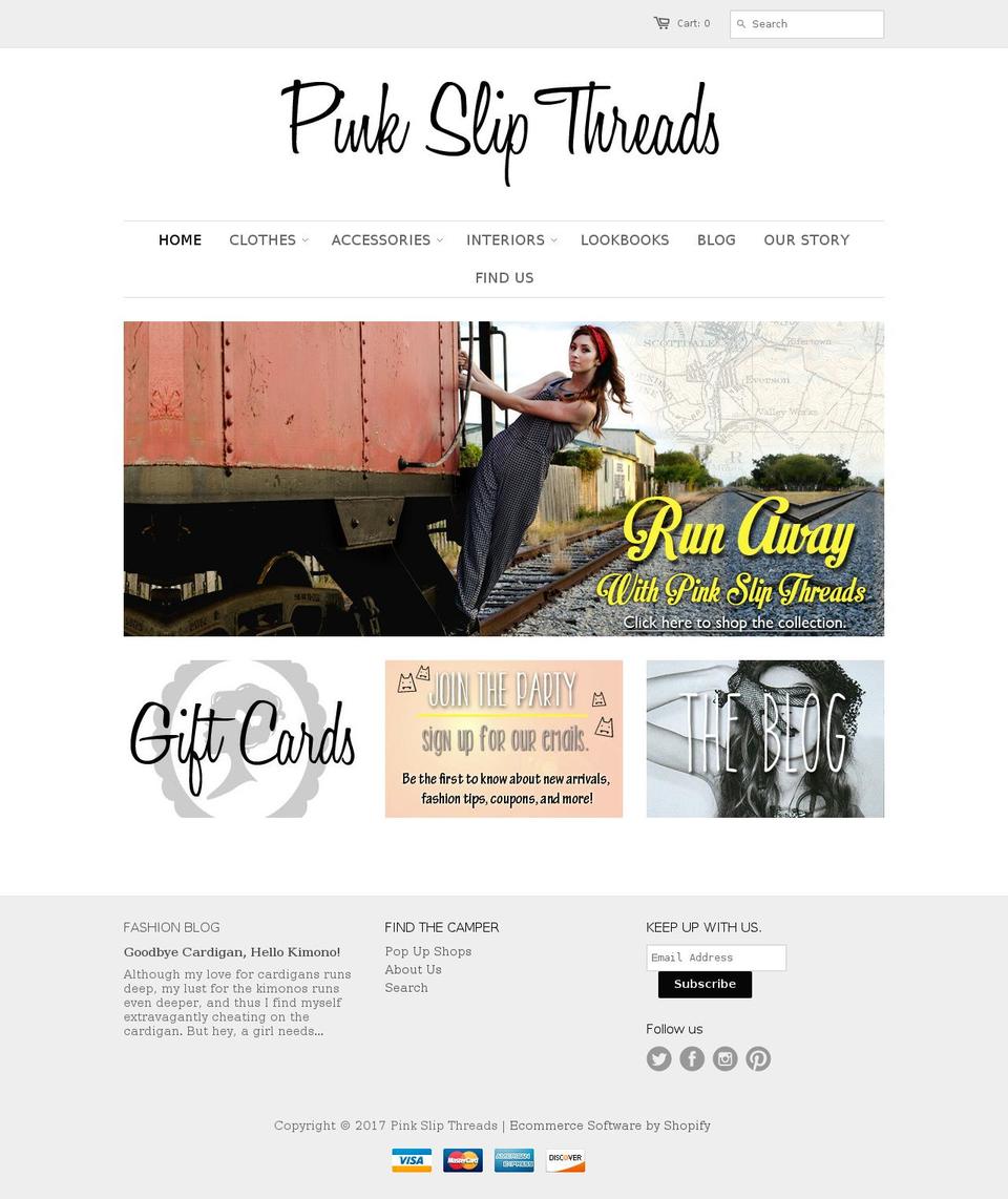pinkslipthreads.com shopify website screenshot