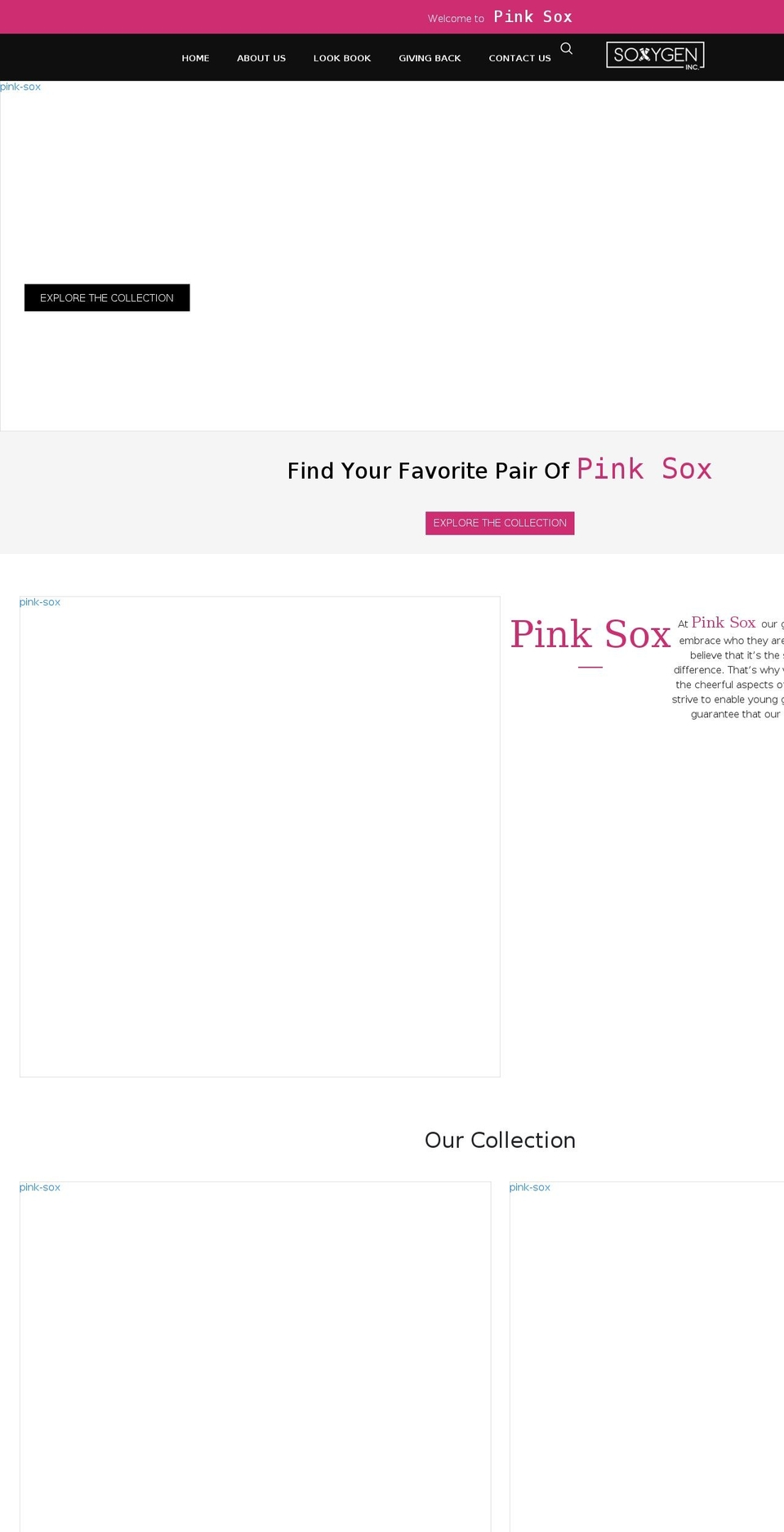 pinksox.com shopify website screenshot