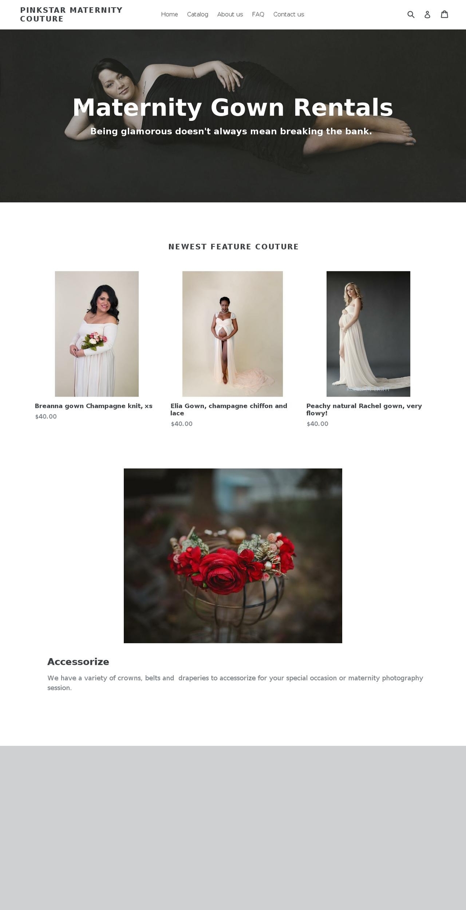 pinkstarmaternitycouture.com — Shopify storefront screenshot