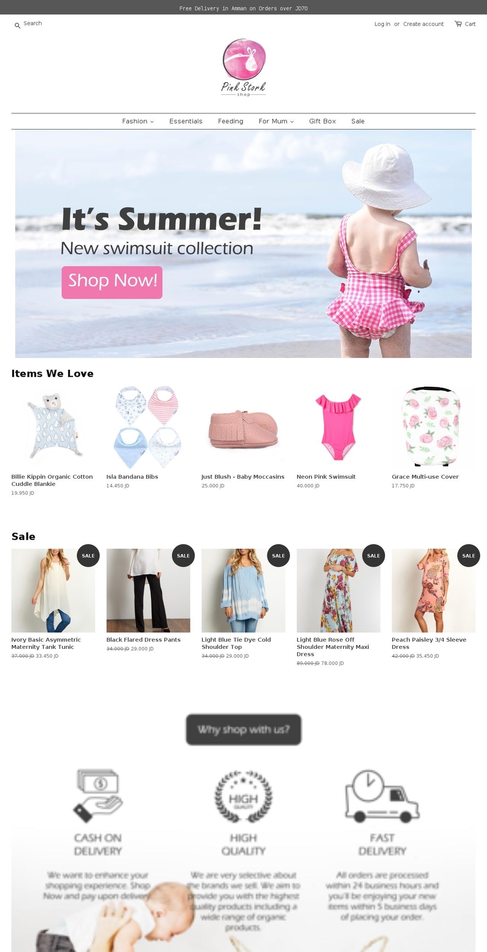pinkstorkshop.com — Shopify storefront screenshot