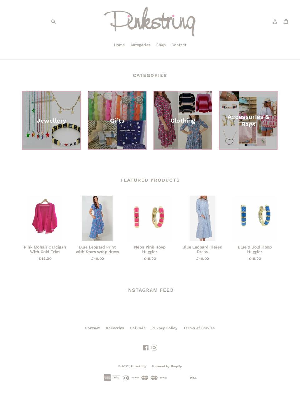 pinkstring.co.uk shopify website screenshot