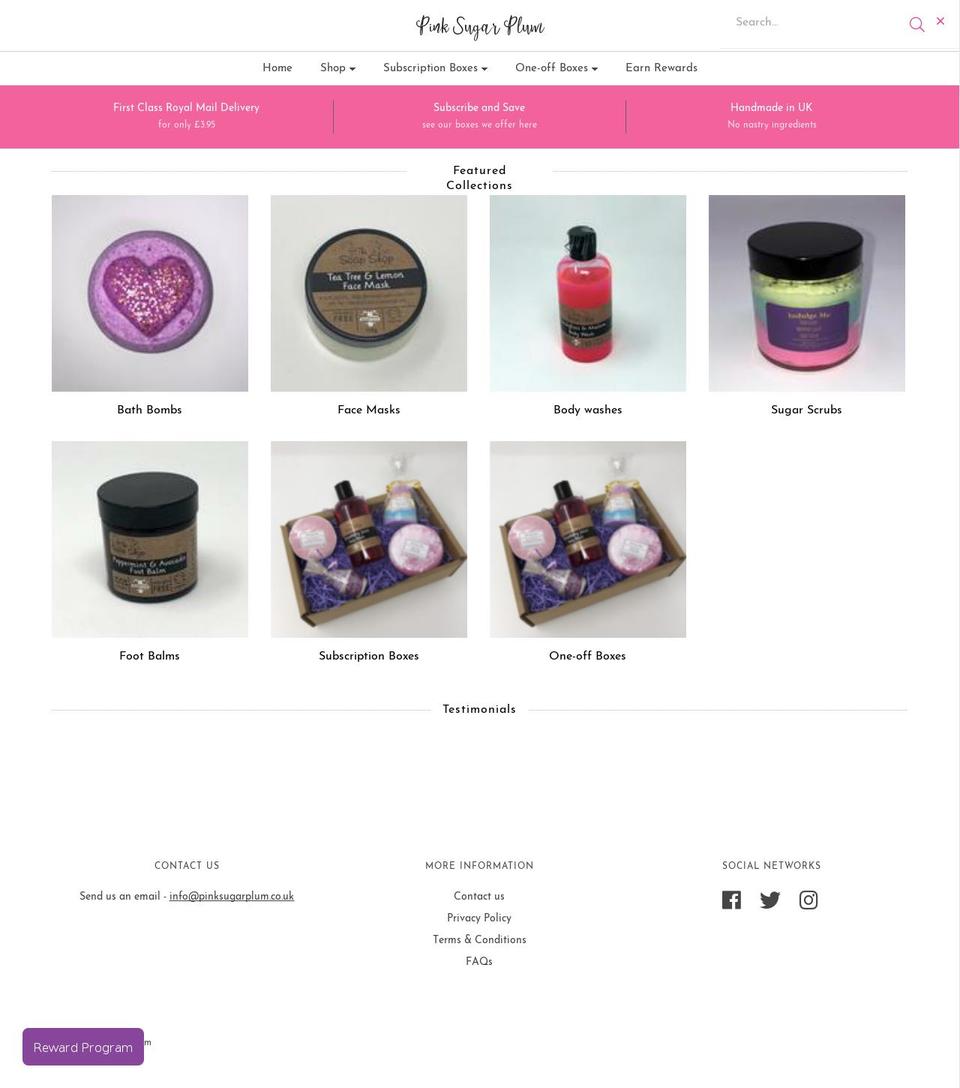 pinksugarplum.co.uk shopify website screenshot