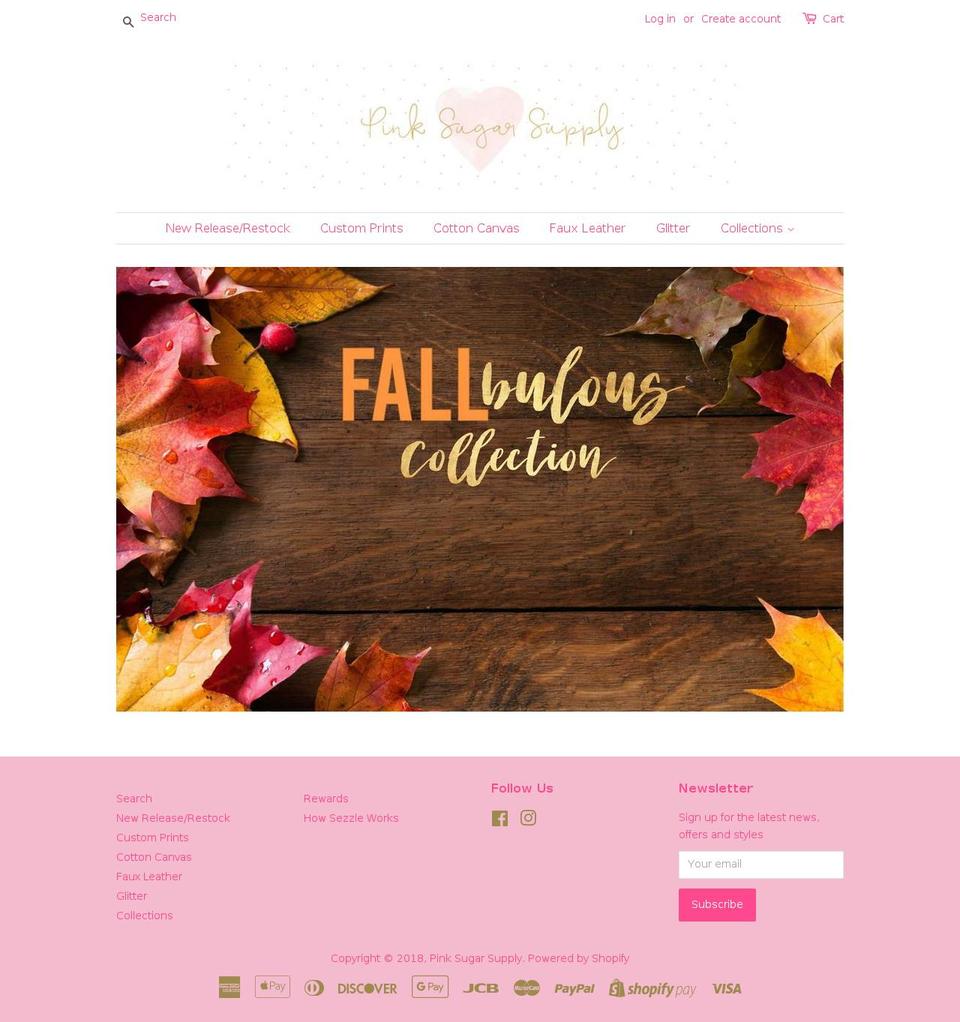 pinksugarsupply.com shopify website screenshot
