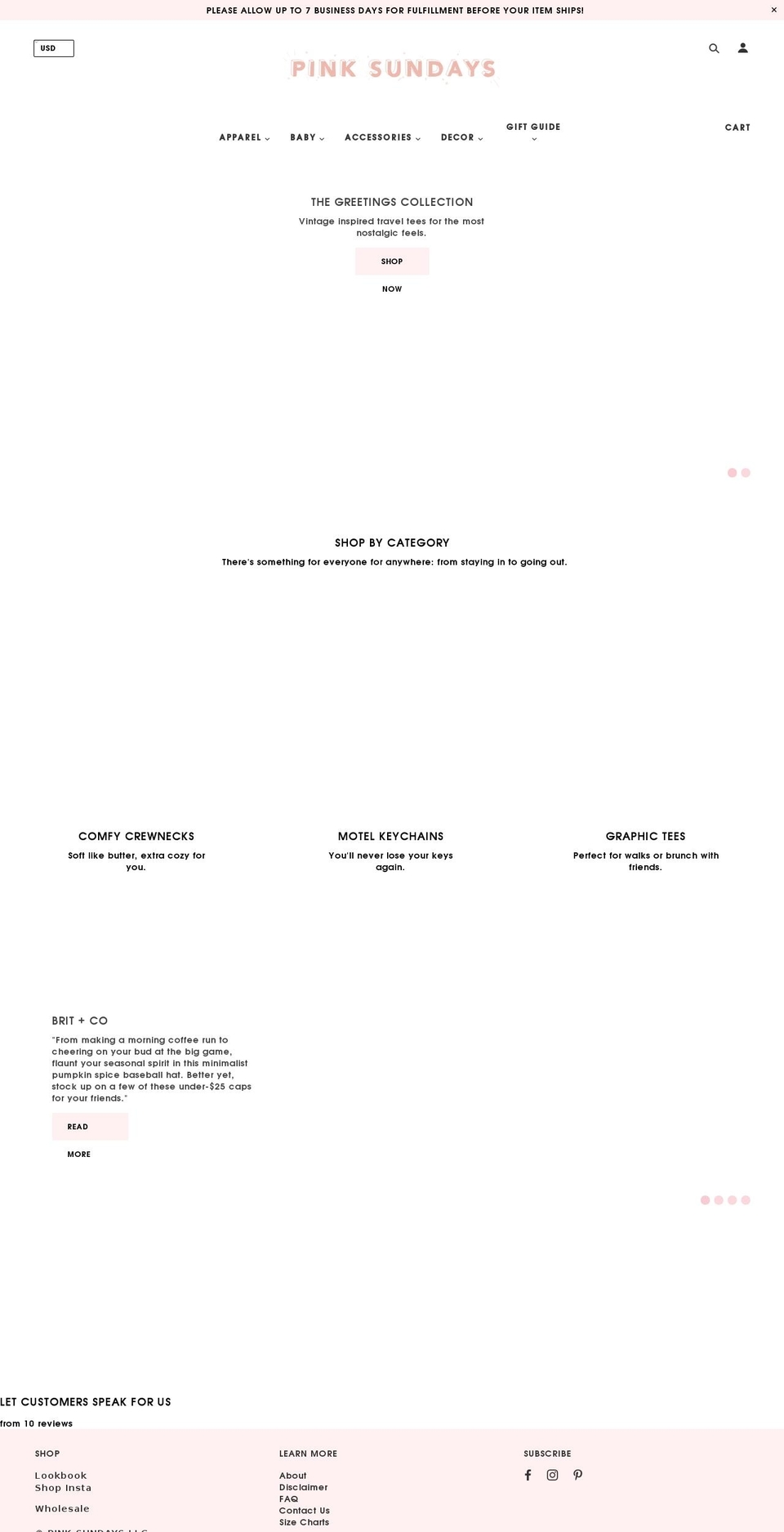 pinksundaysstudio.com shopify website screenshot