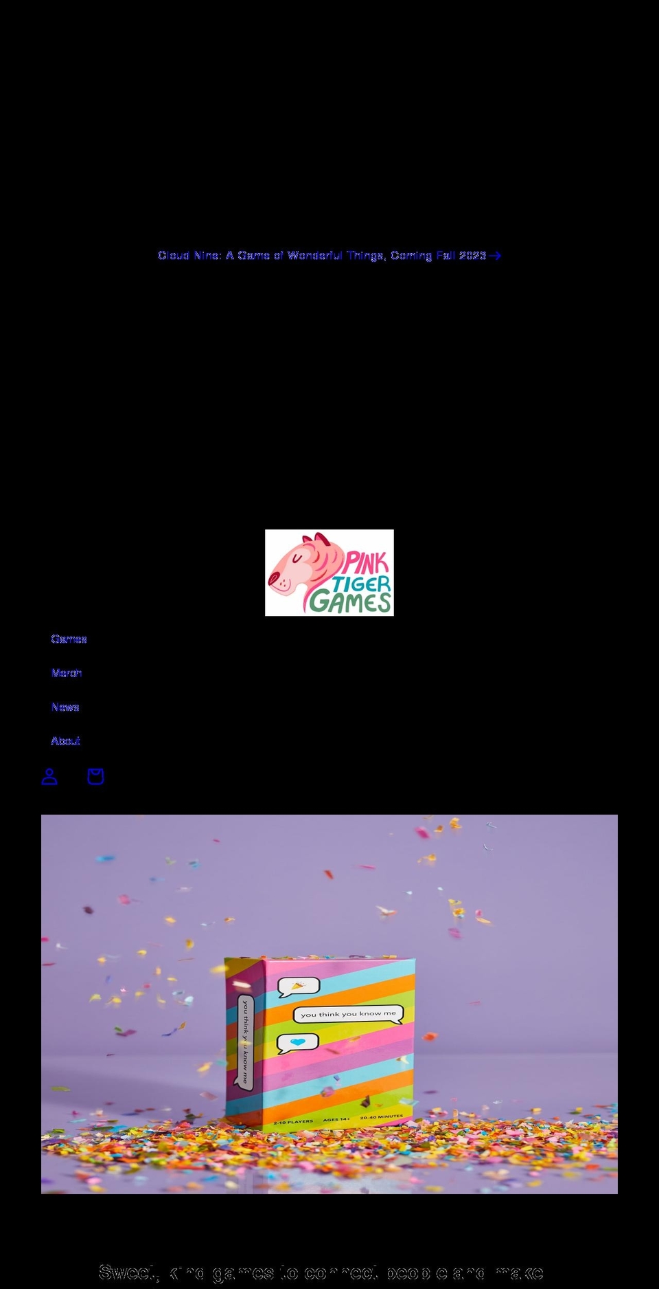 pinktigergames.com shopify website screenshot