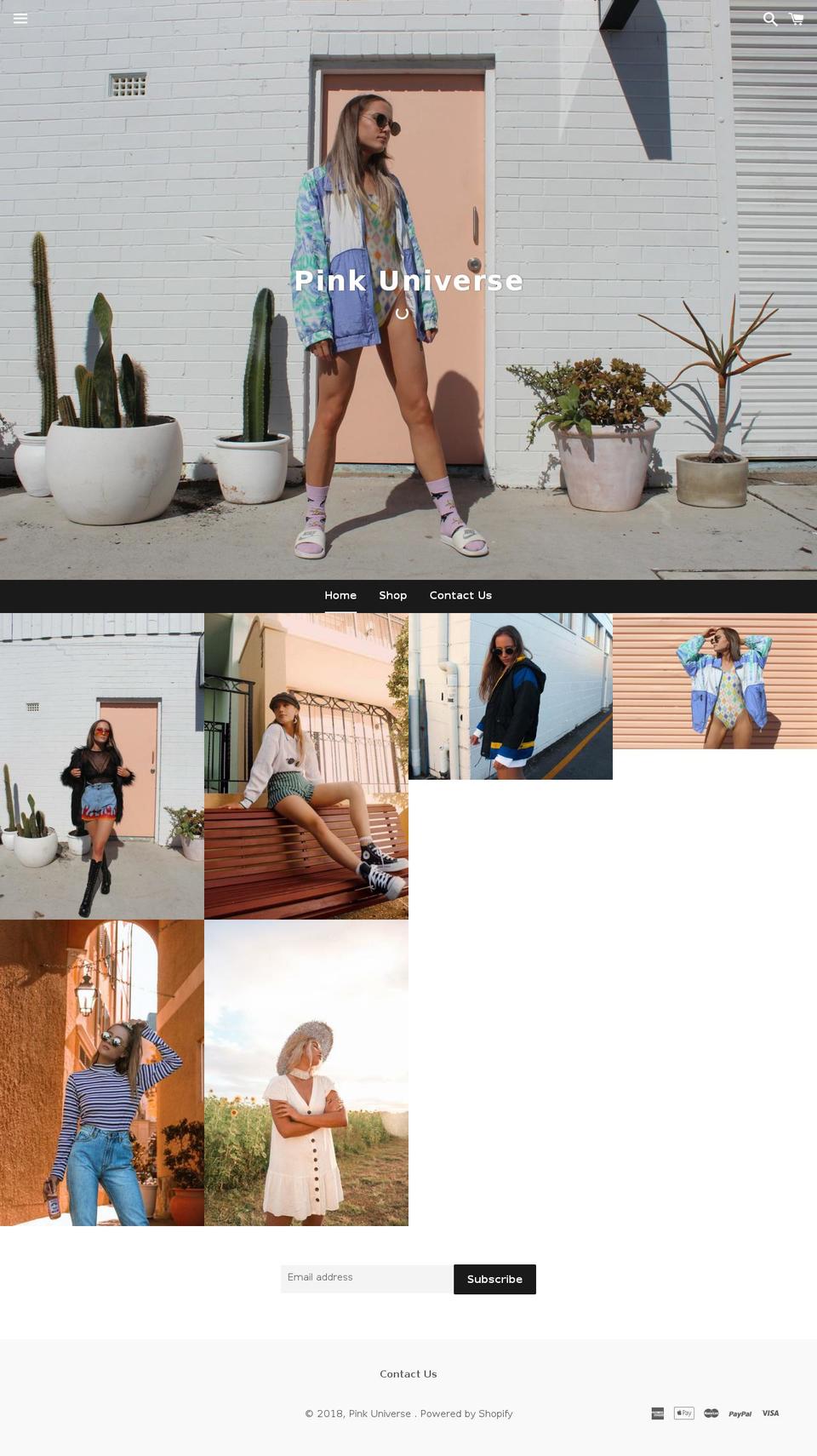 pinkuniverseapparel.com — Shopify storefront screenshot