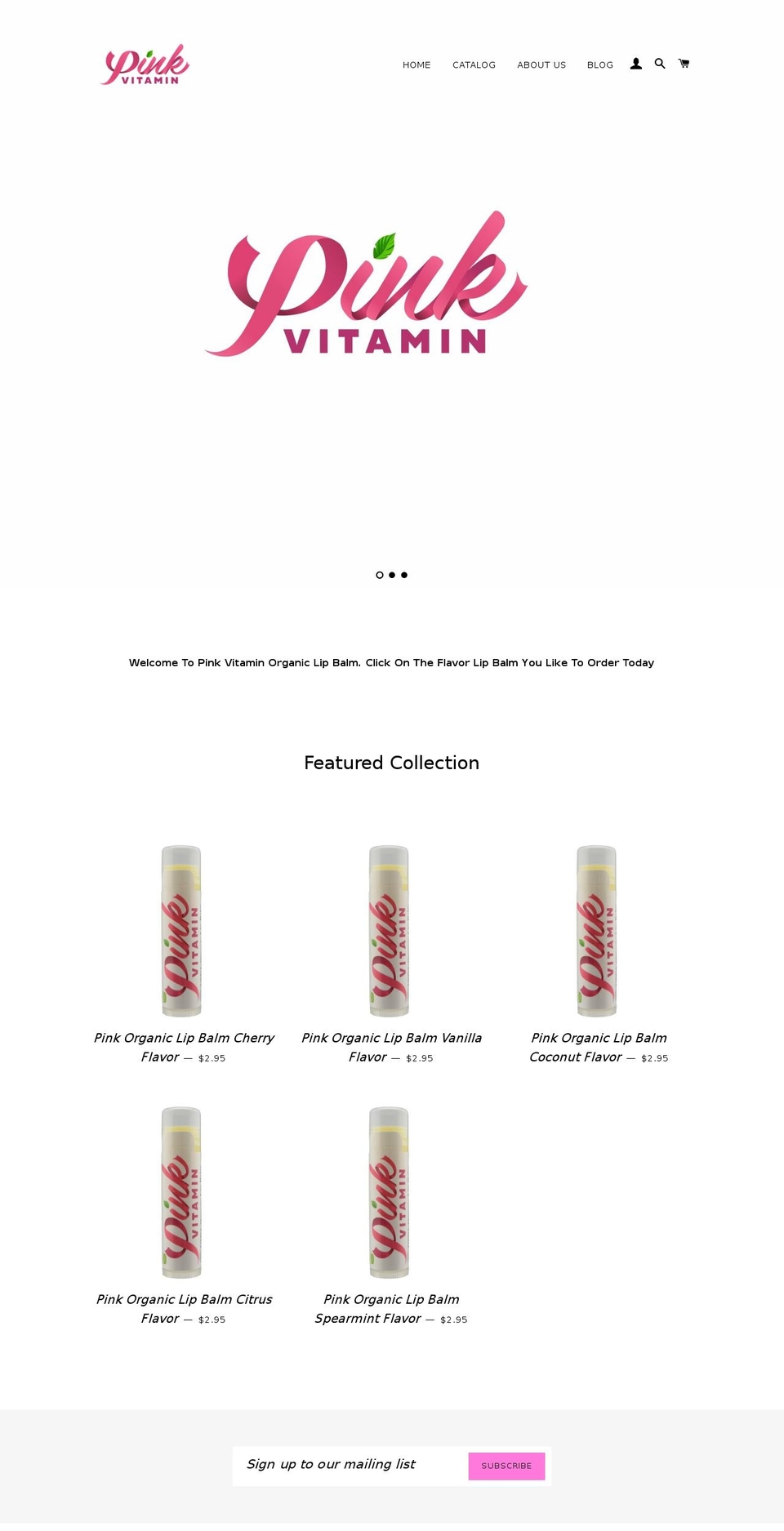 pinkvitaminlipbalm.com — Shopify storefront screenshot