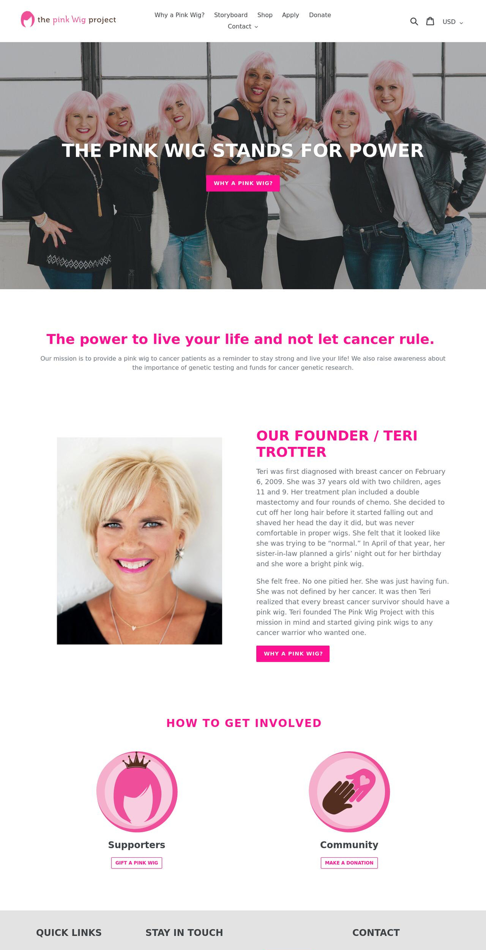 pinkwigproject.org shopify website screenshot