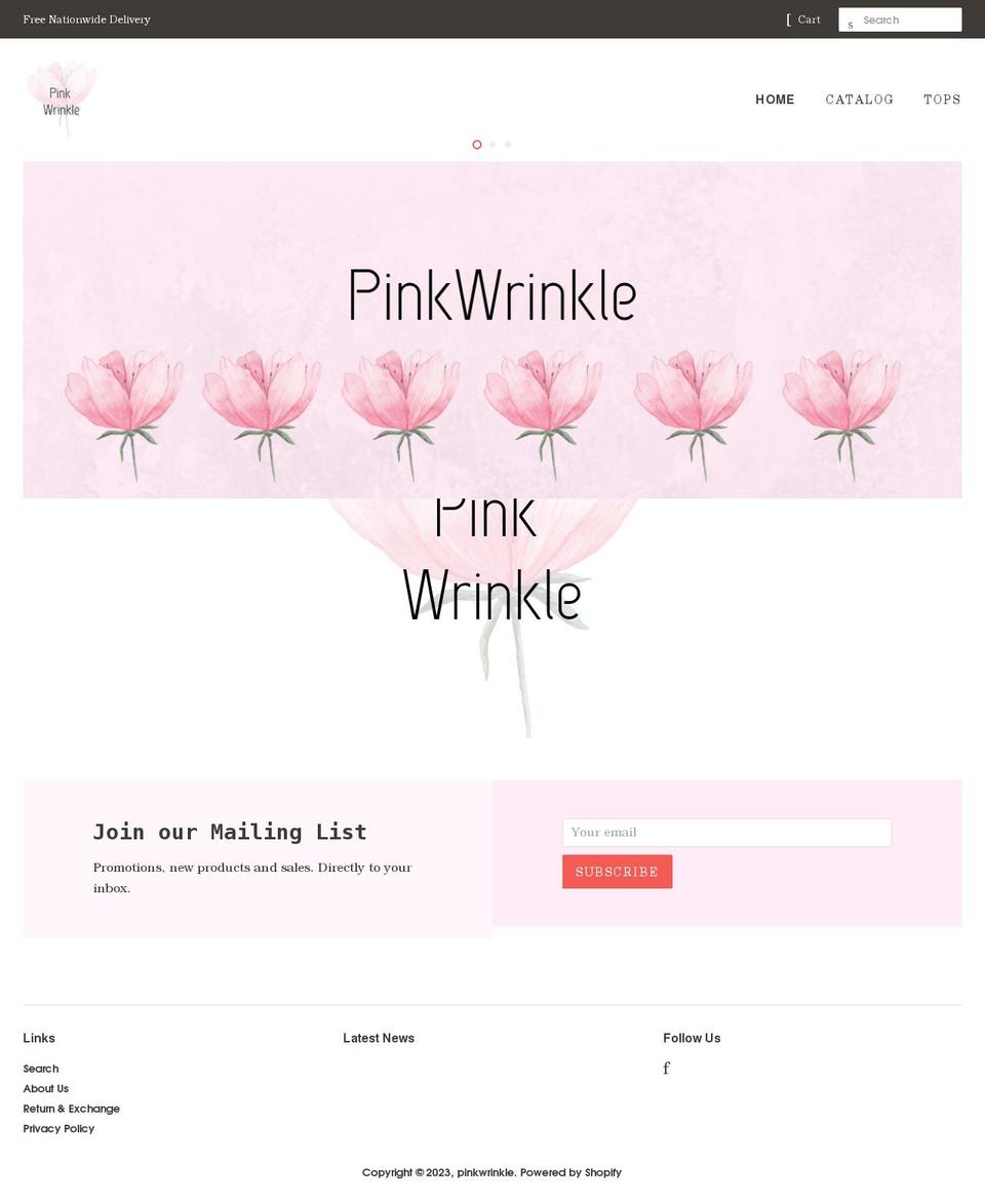 pinkwrinkle.com shopify website screenshot