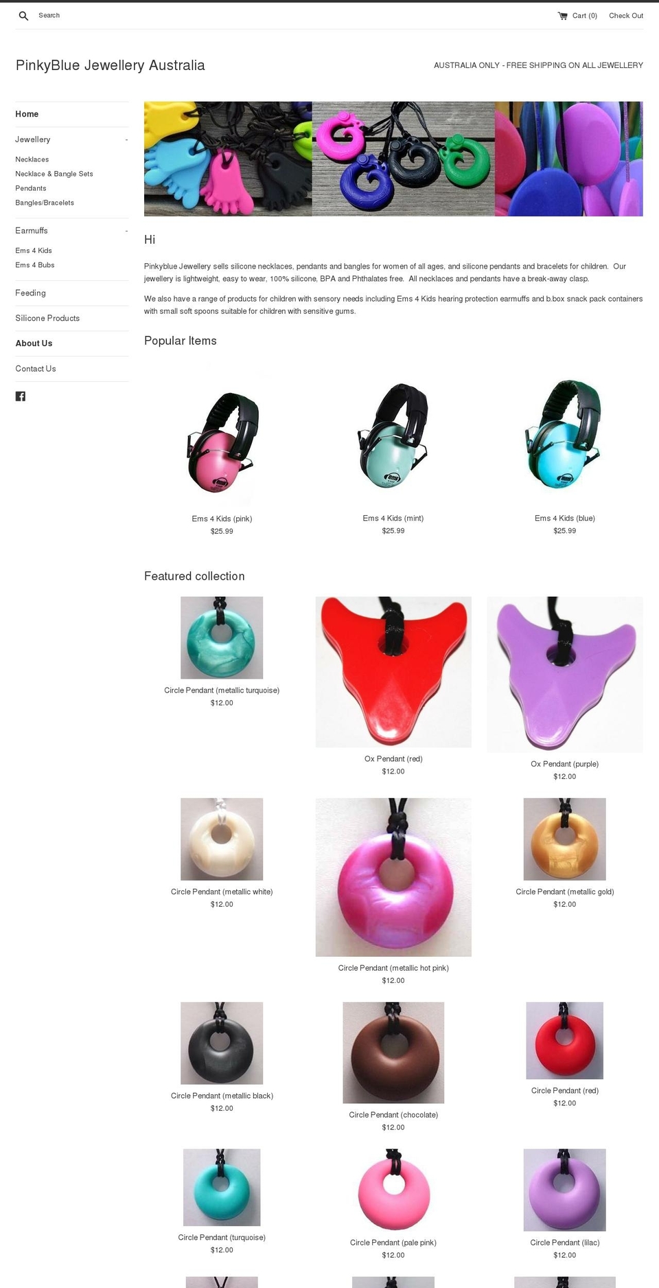 pinkybluejewellery.com — Shopify storefront screenshot