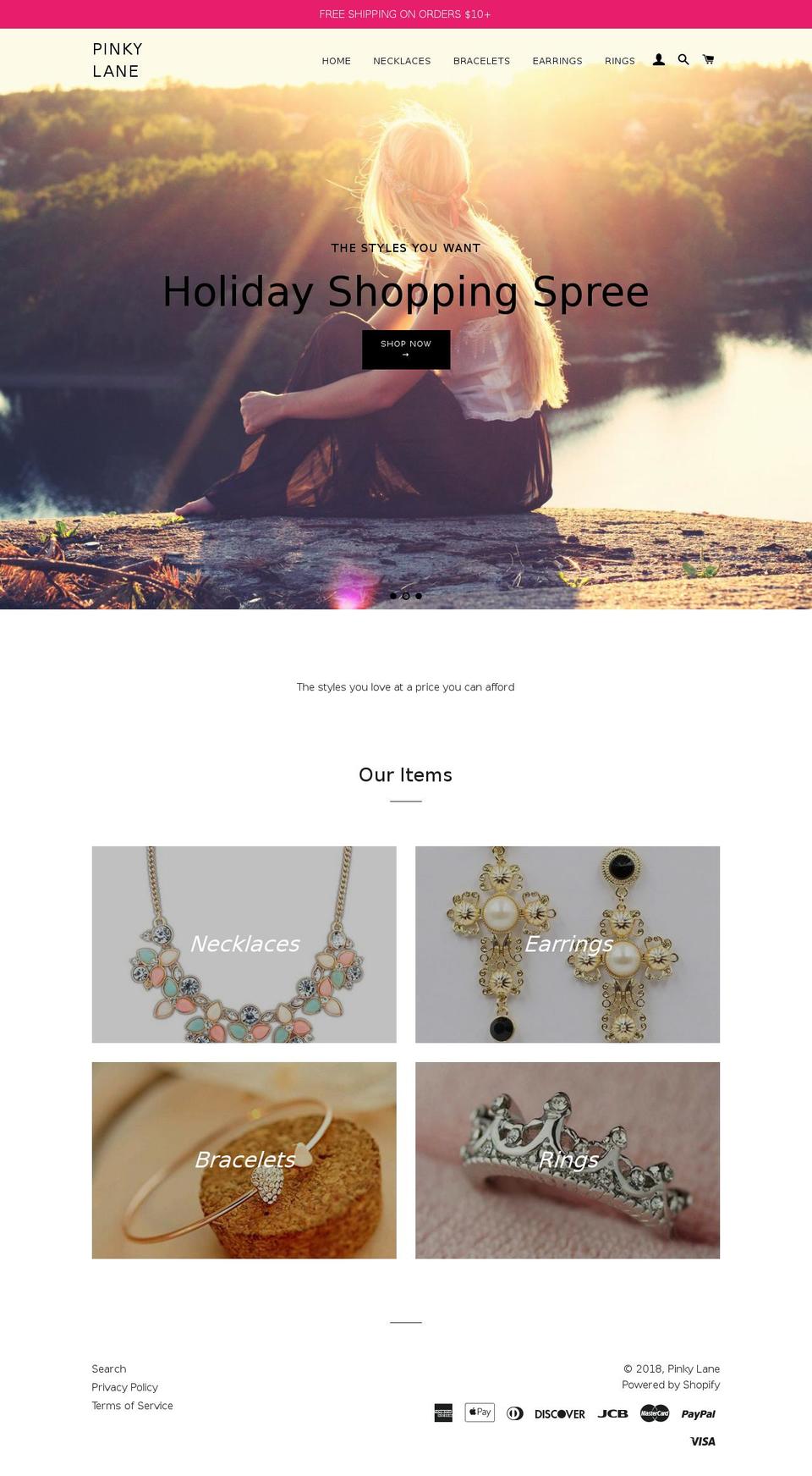 pinkylane.com — Shopify storefront screenshot