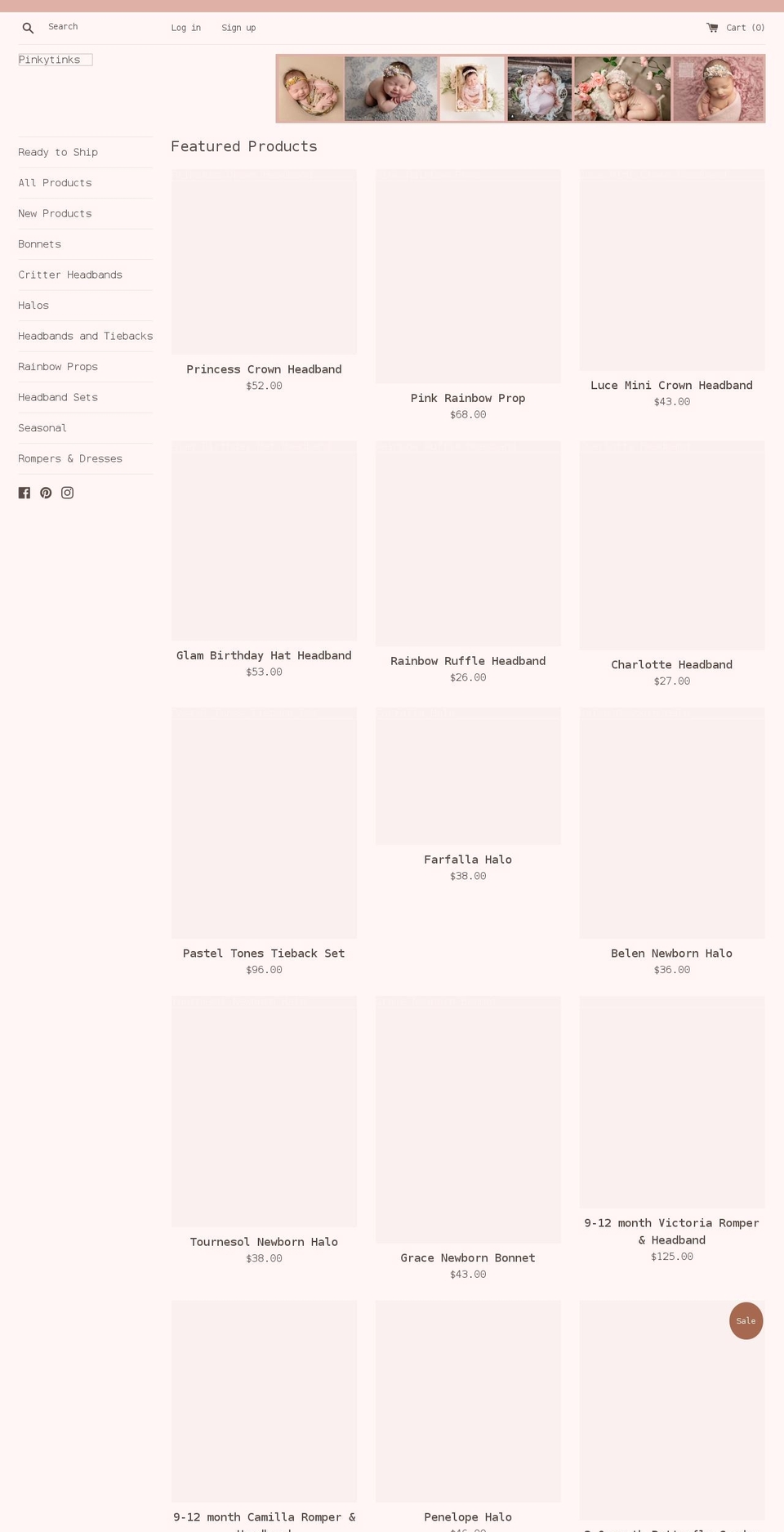 pinkytinks.com shopify website screenshot