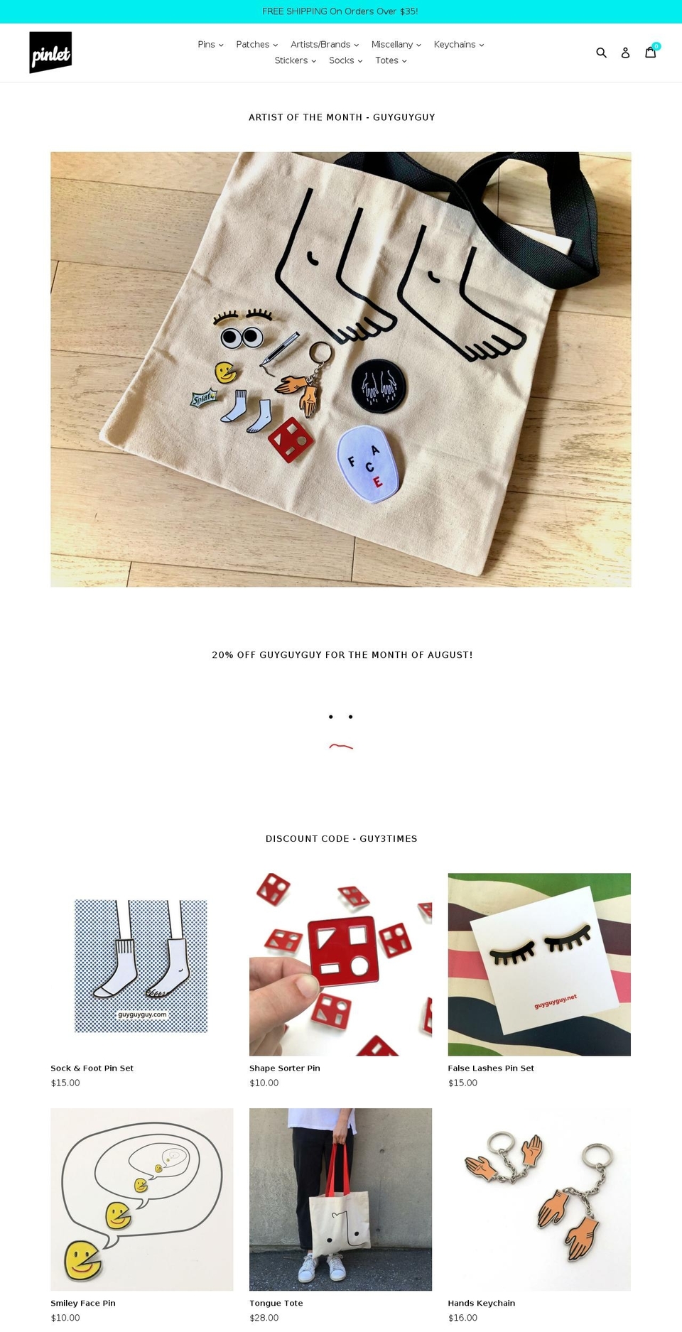 pinlet.ca shopify website screenshot