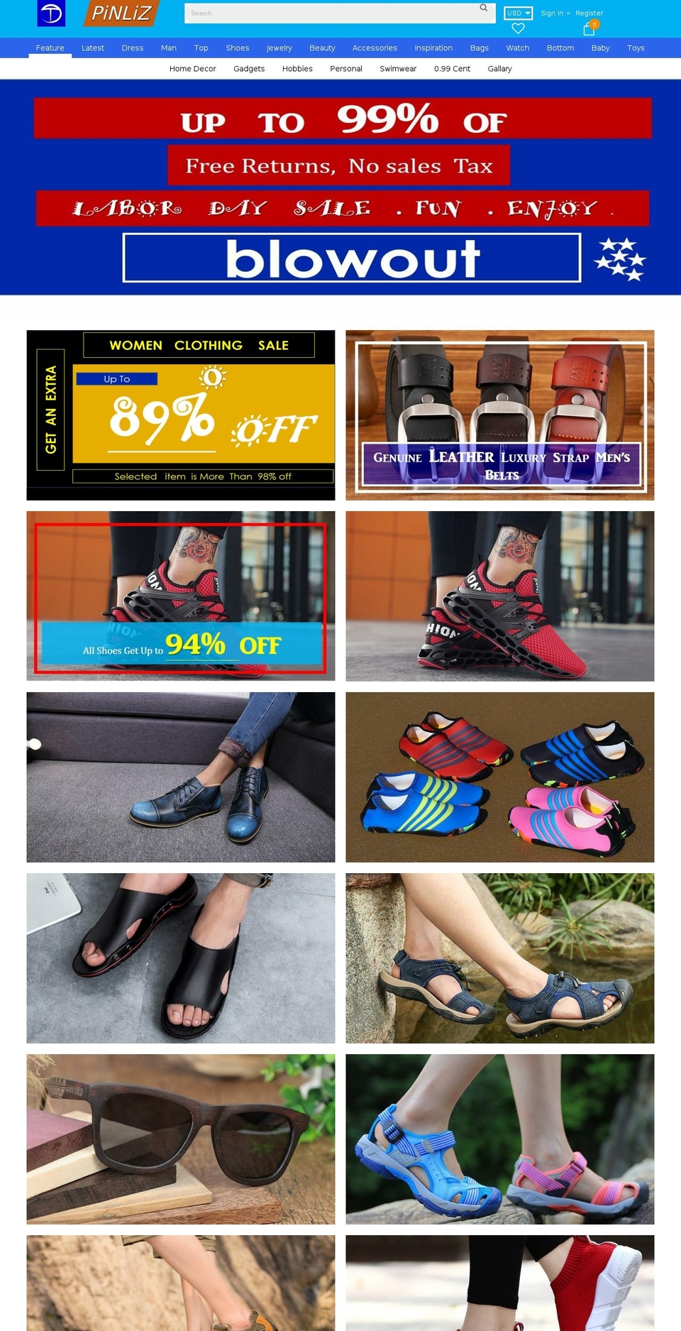 pinliz.com — Shopify storefront screenshot