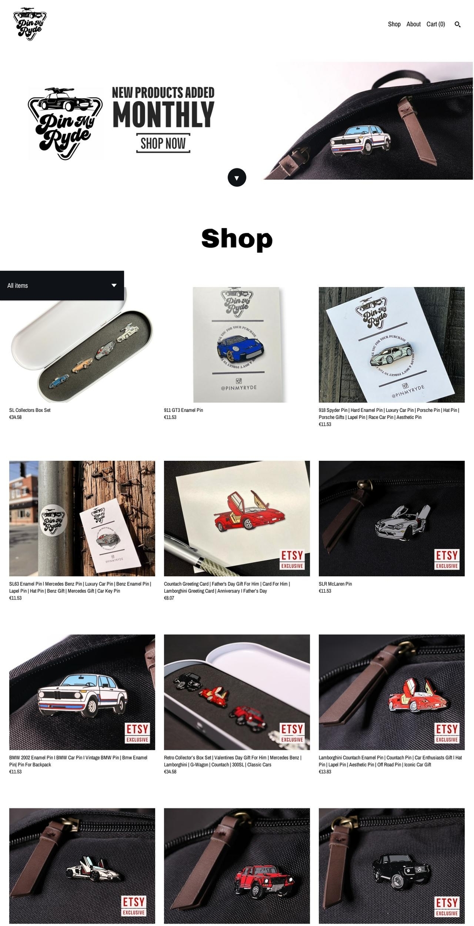 pinmyryde.com shopify website screenshot