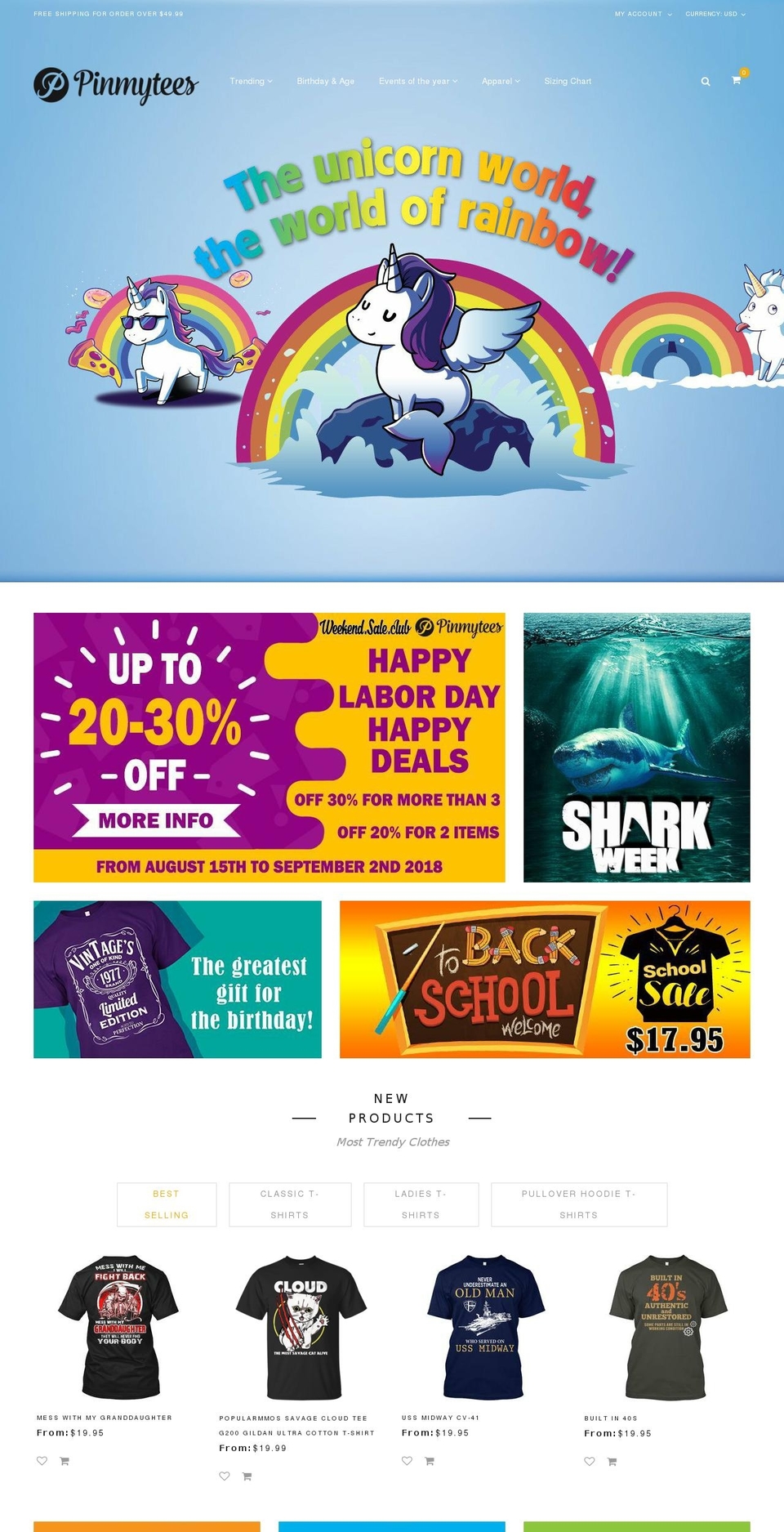pinmytees.com — Shopify storefront screenshot