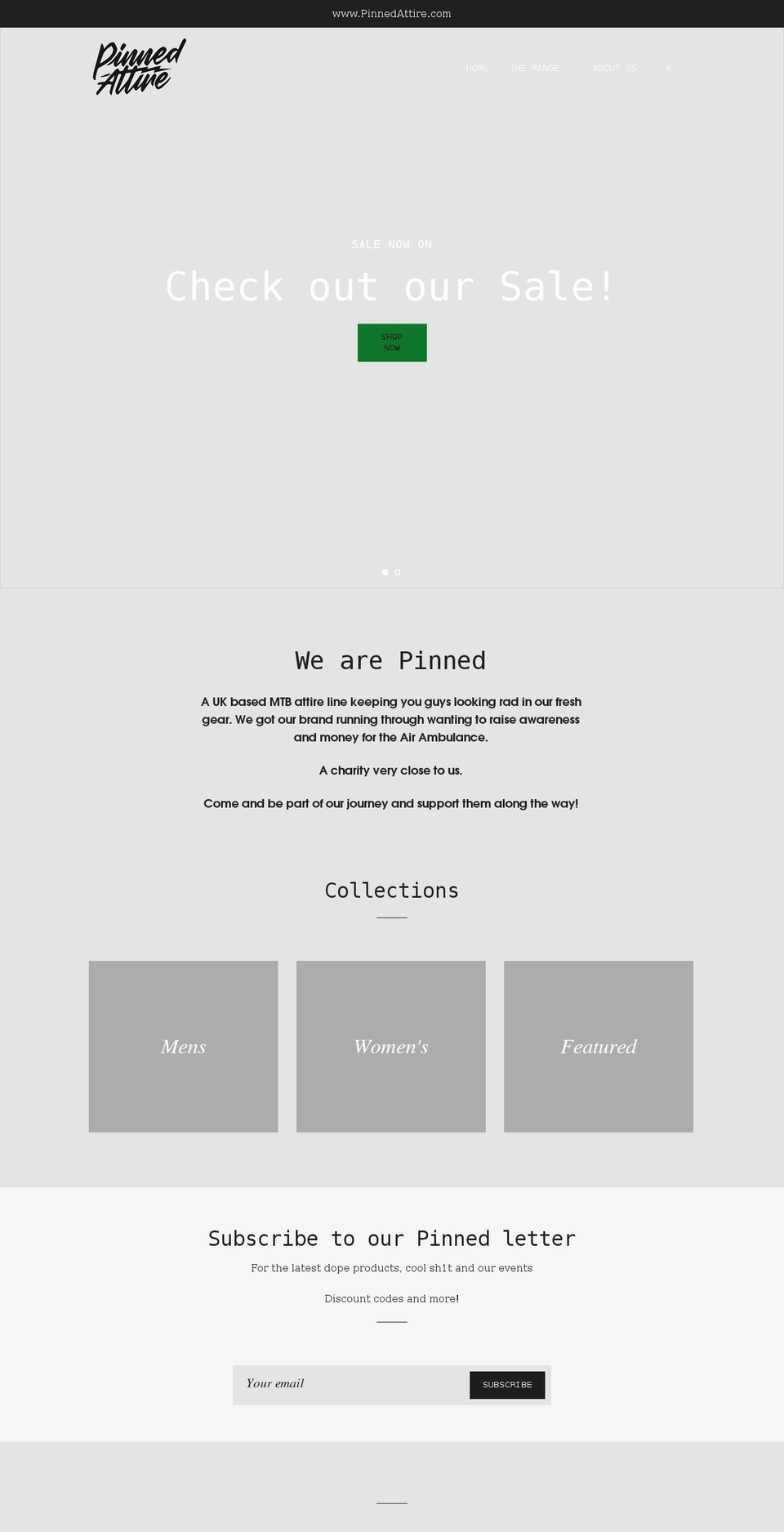 pinnedattire.com shopify website screenshot