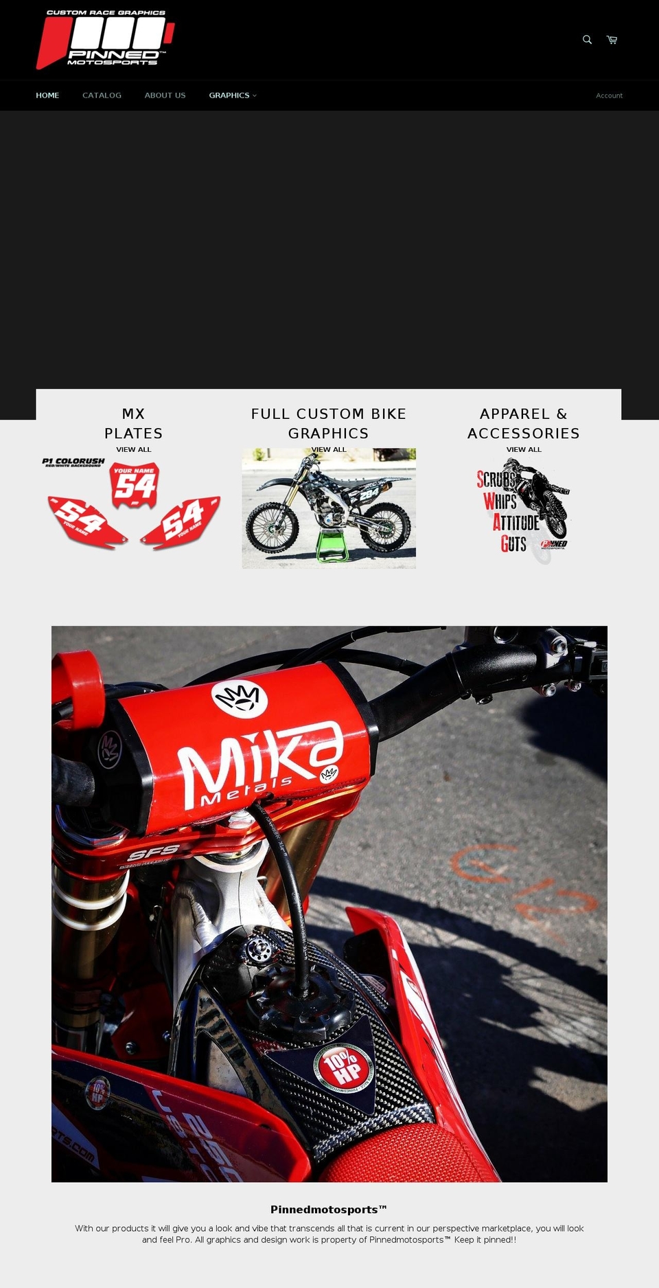 pinnedmotosports.com shopify website screenshot