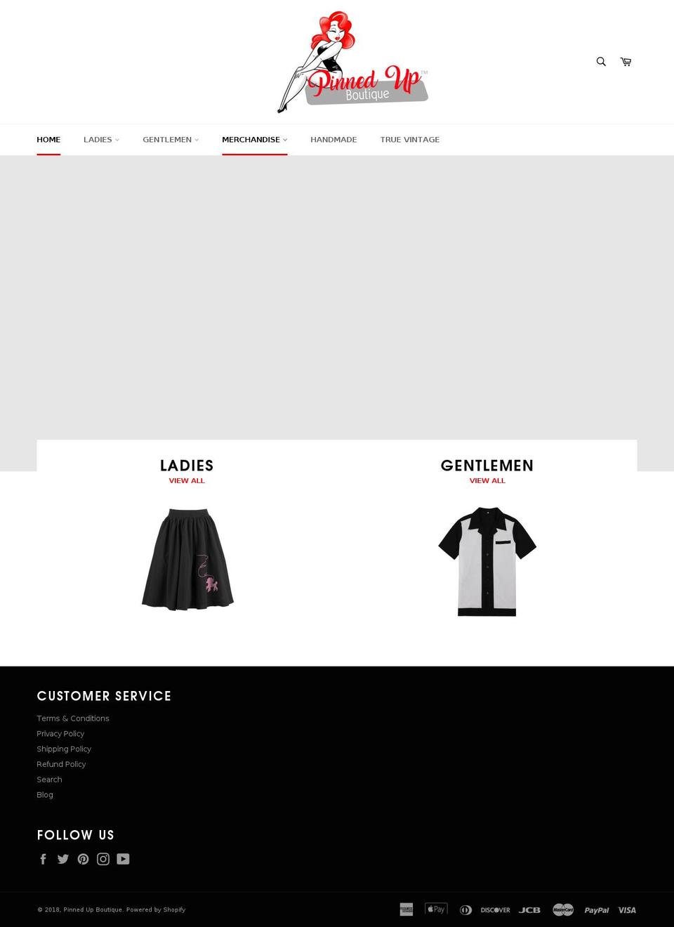 pinnedupboutique.com — Shopify storefront screenshot