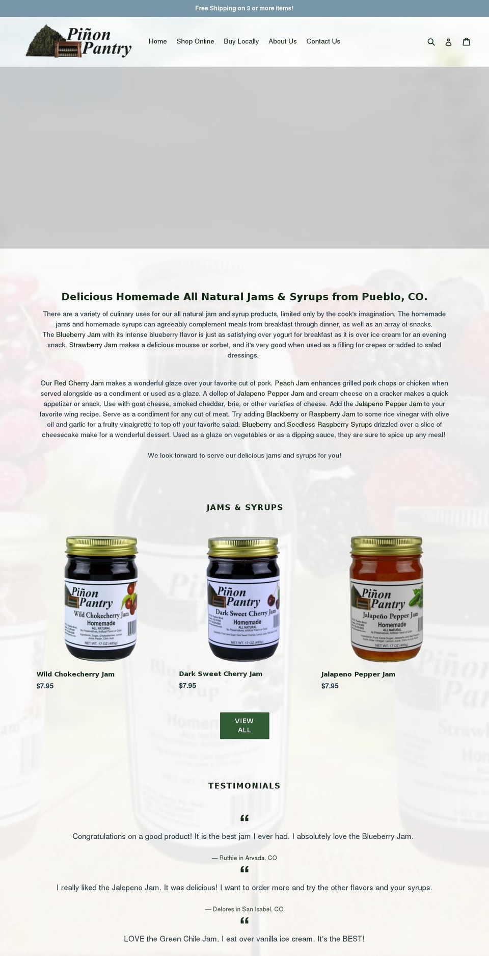 pinonpantry.com — Shopify storefront screenshot
