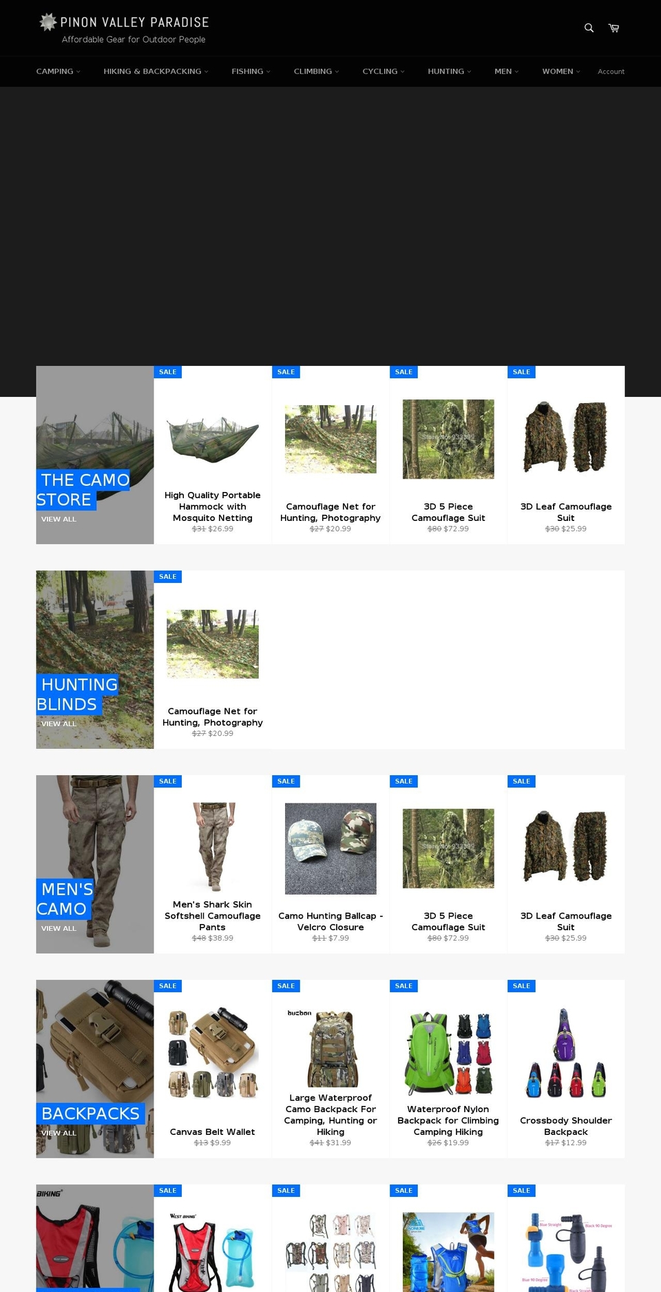 pinonvalleyparadise.com — Shopify storefront screenshot