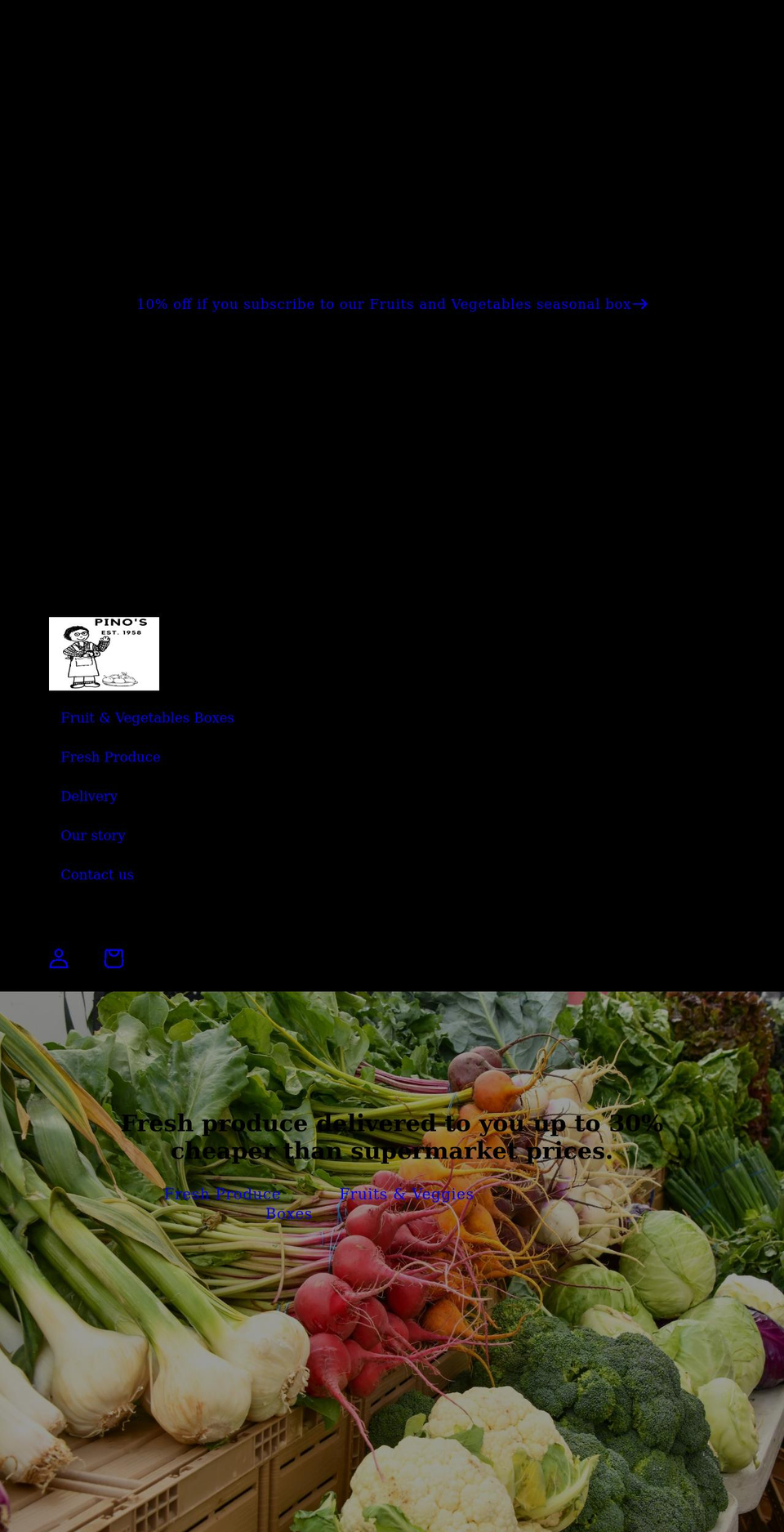 pinosfineproduce.com shopify website screenshot