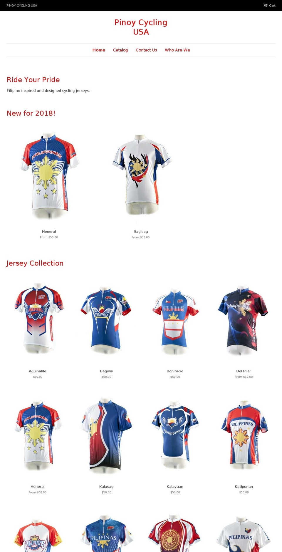pinoycyclingusa.com — Shopify storefront screenshot