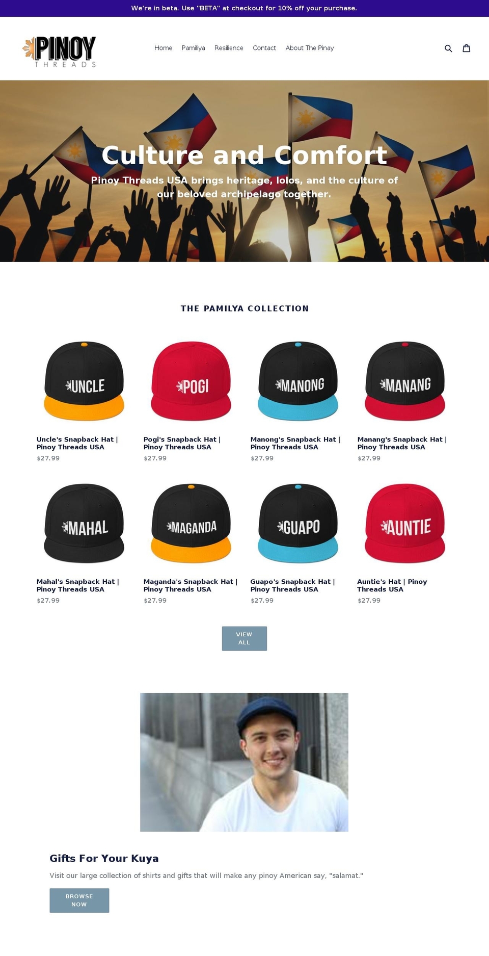pinoythreads.com — Shopify storefront screenshot