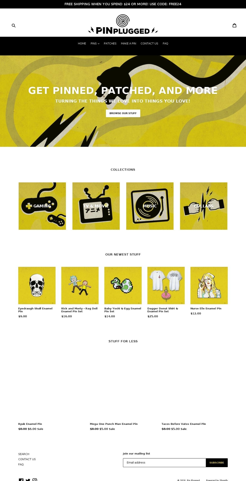 pinplugged.com shopify website screenshot