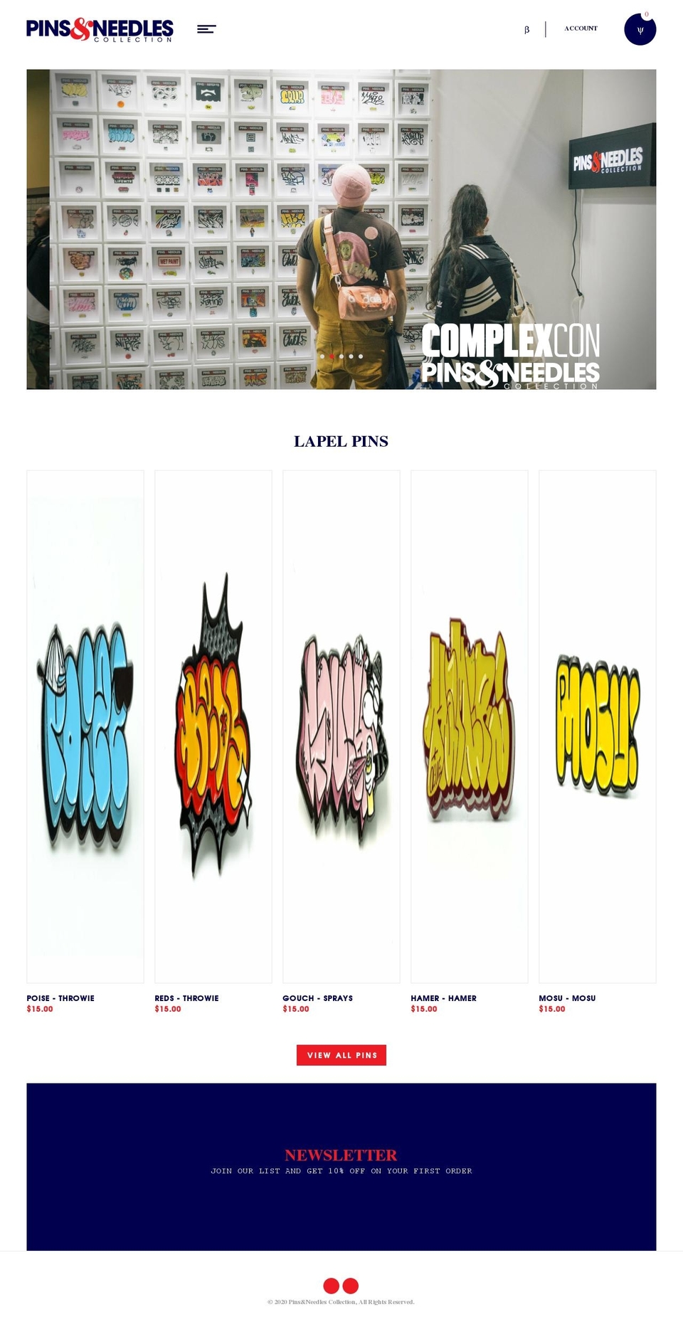 pinsandneedlescollection.com shopify website screenshot