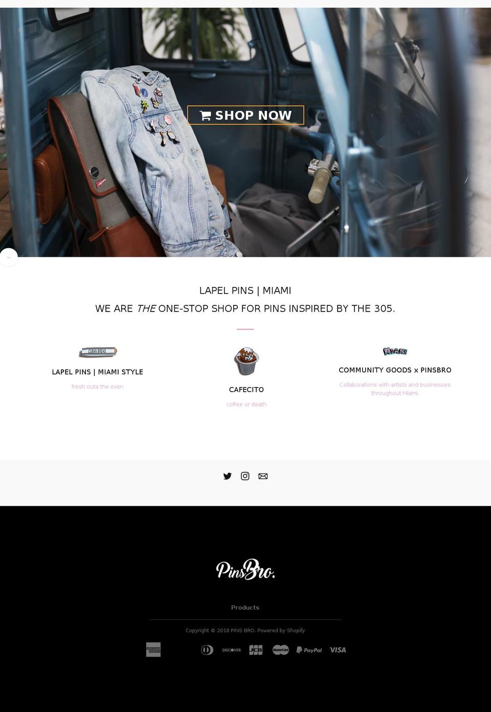 pinsbro.com shopify website screenshot