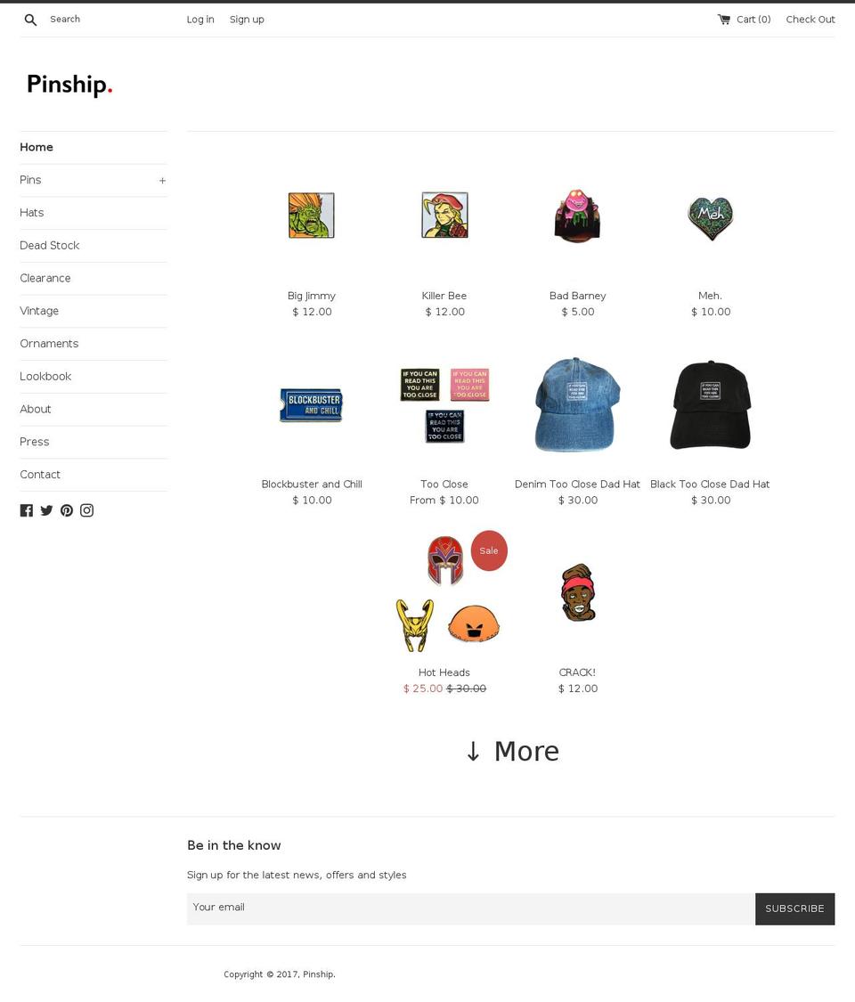 pinshipshop.com shopify website screenshot