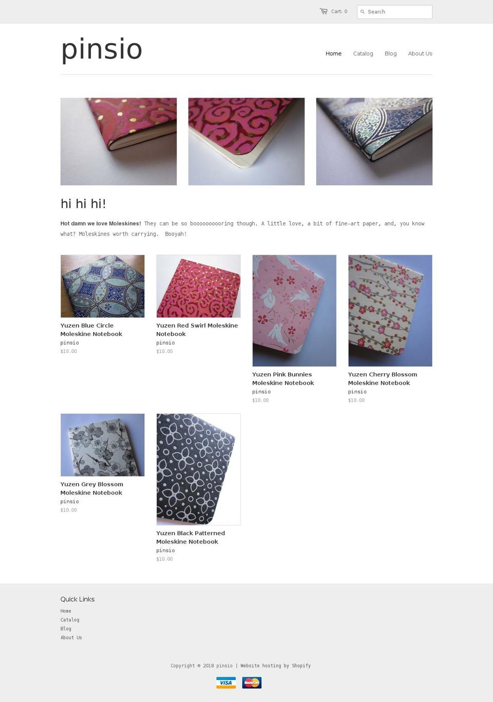 pinsio.com shopify website screenshot