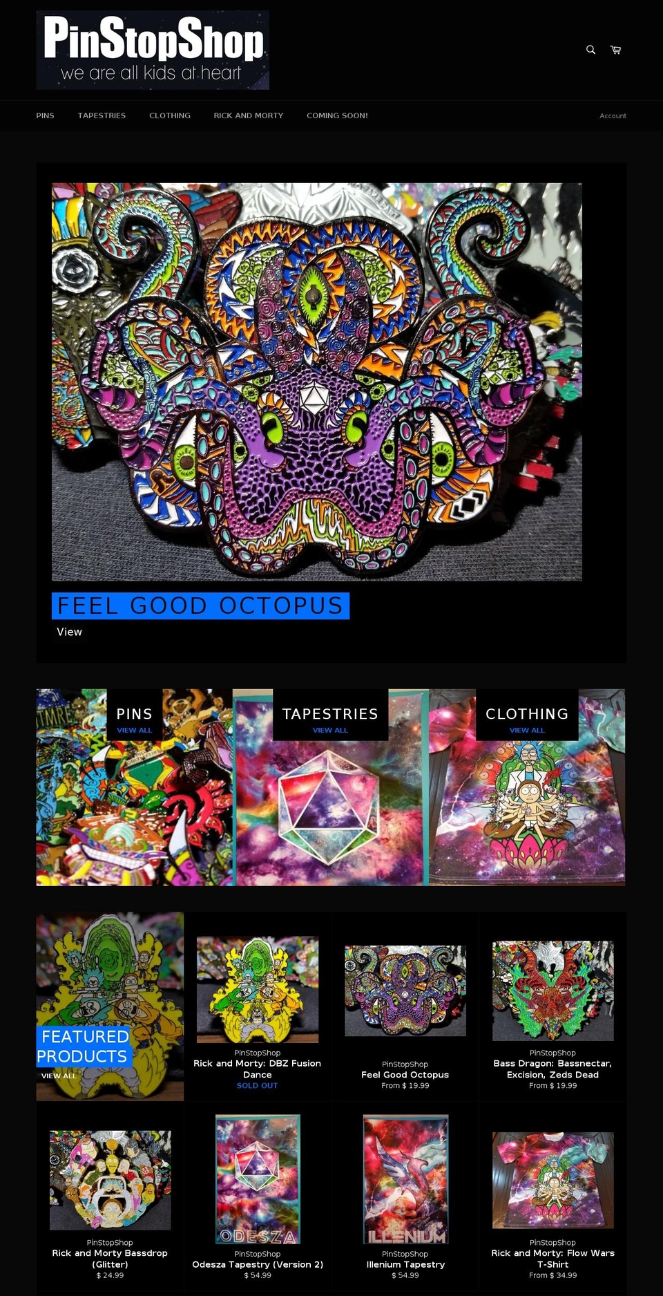 pinstopshop.com shopify website screenshot