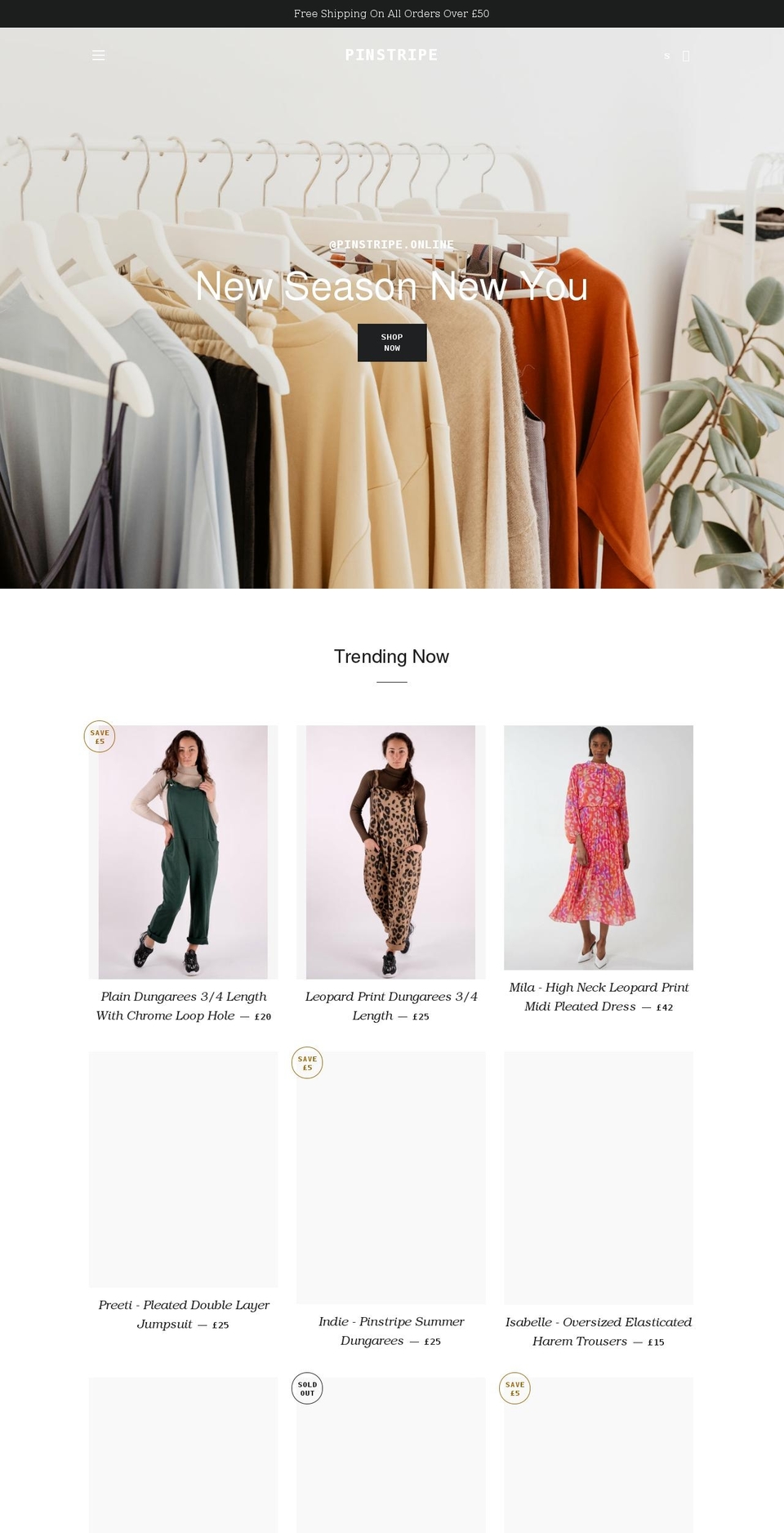 pinstripe.online shopify website screenshot