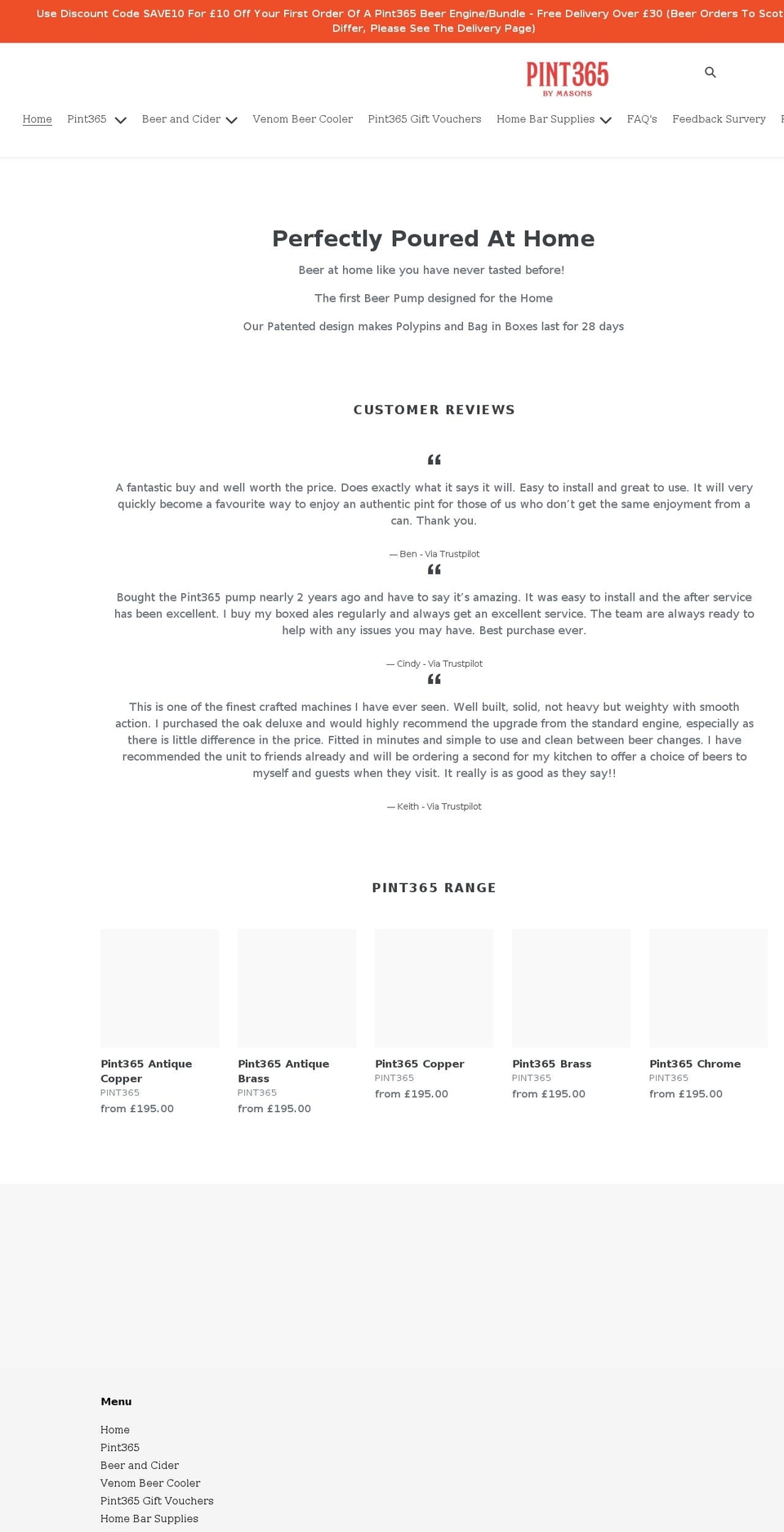 pint365.com shopify website screenshot