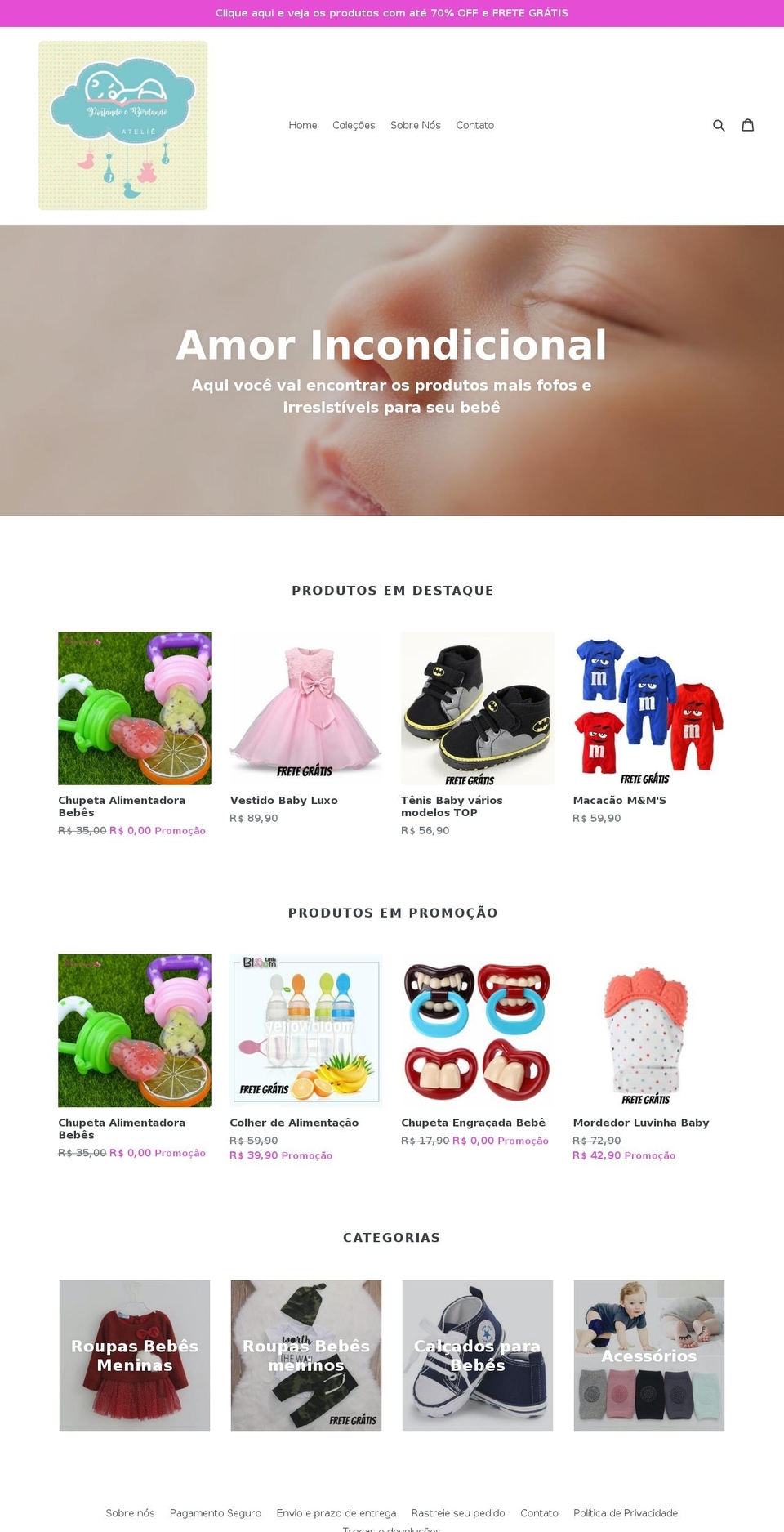 pintandoebordandoatelie.com — Shopify storefront screenshot