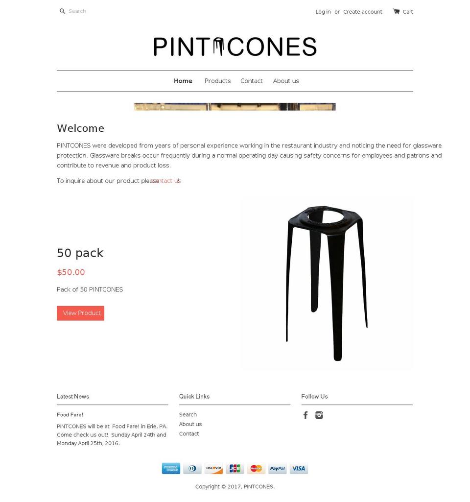 pintcones.com shopify website screenshot