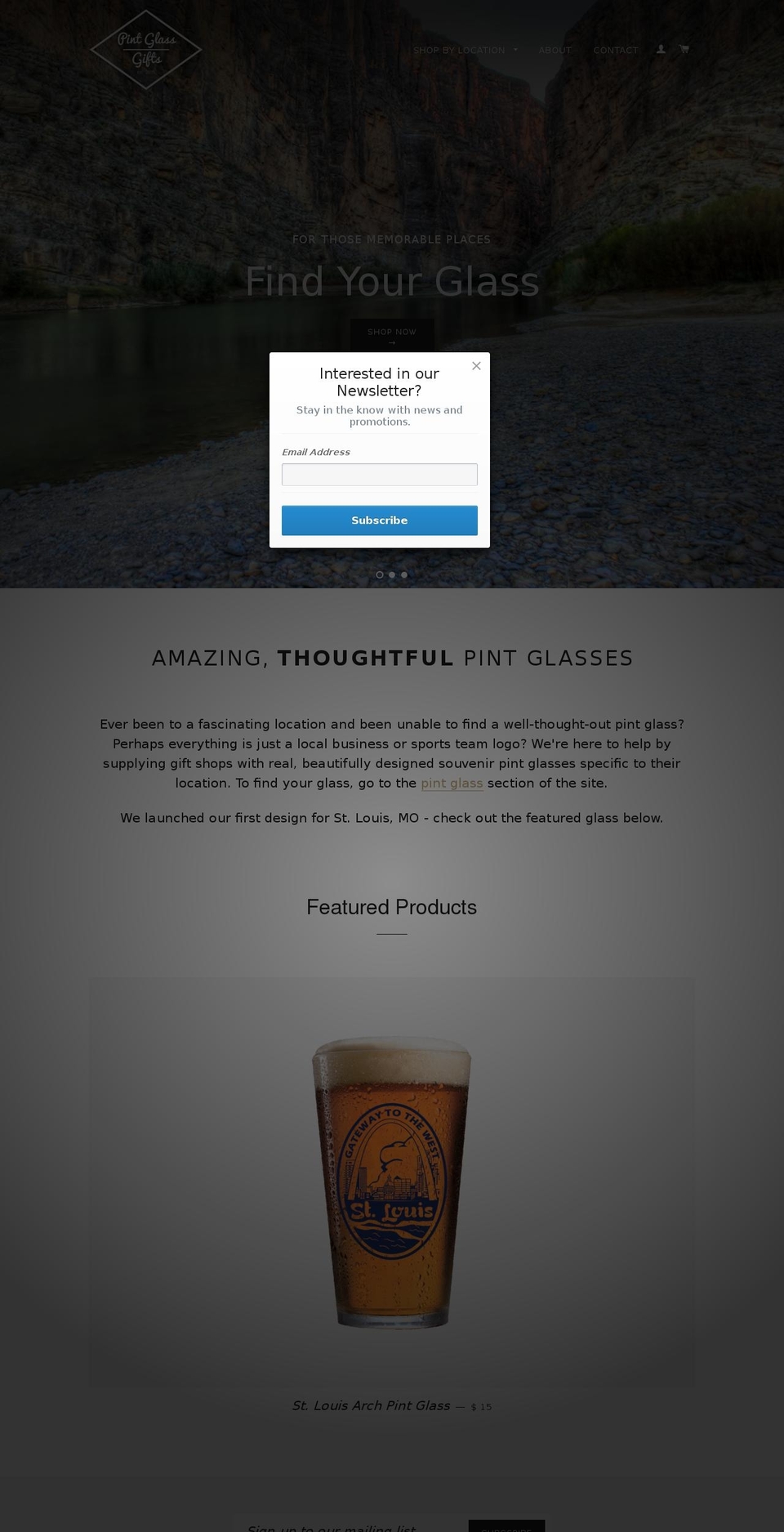 pintglassgifts.com shopify website screenshot