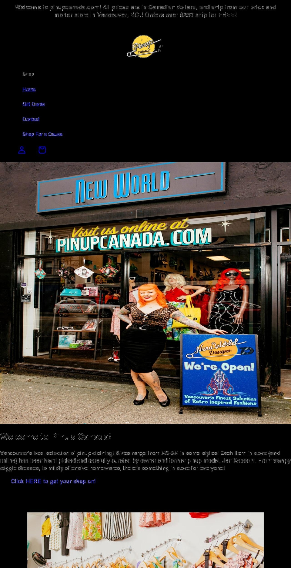 pinupcanada.com shopify website screenshot