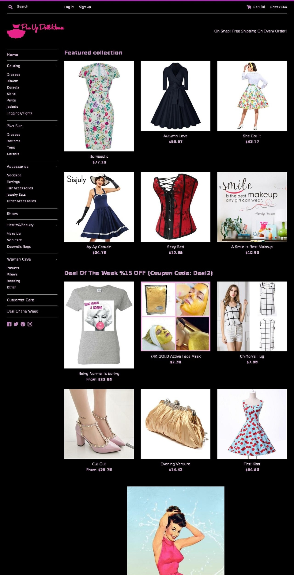 pinupdollhouse.com shopify website screenshot