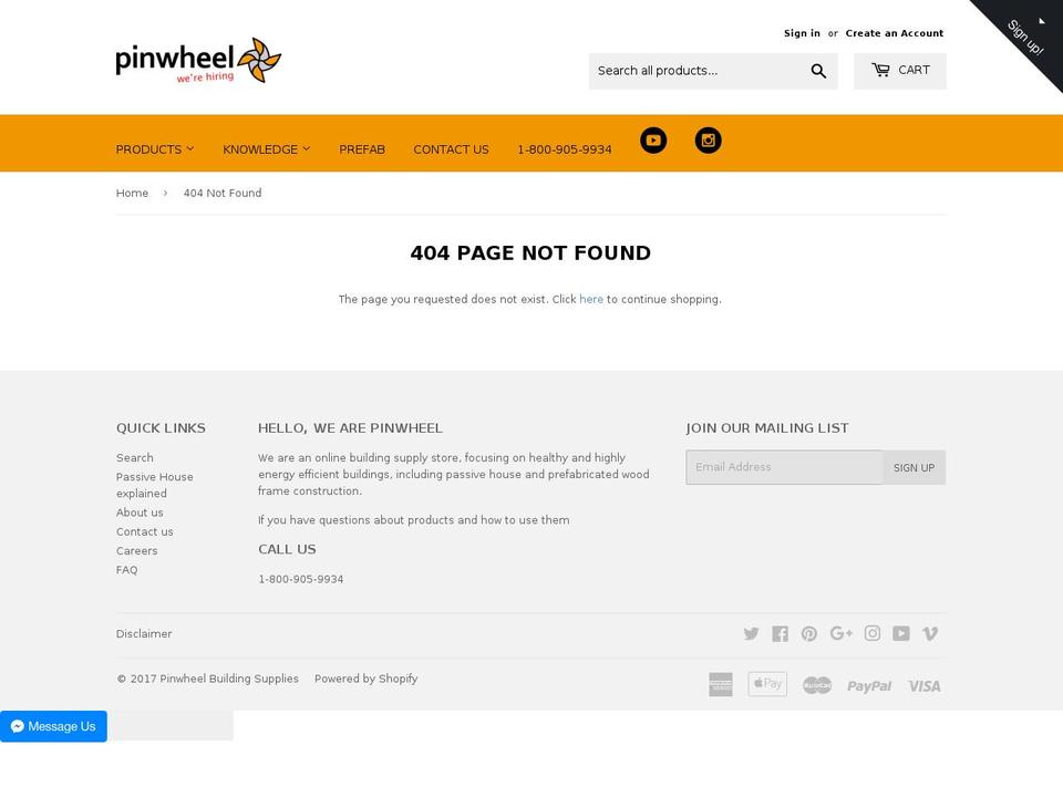 pinwheelhouses.com shopify website screenshot