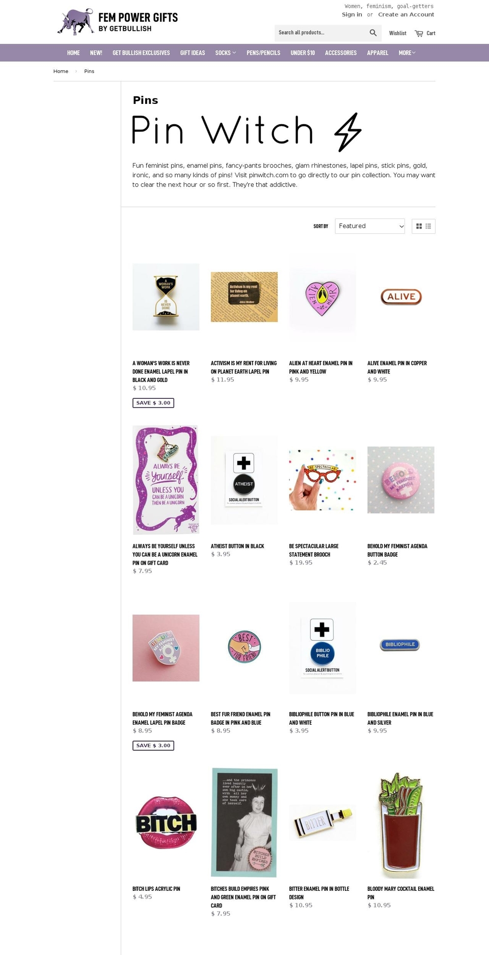 pinwitch.com — Shopify storefront screenshot