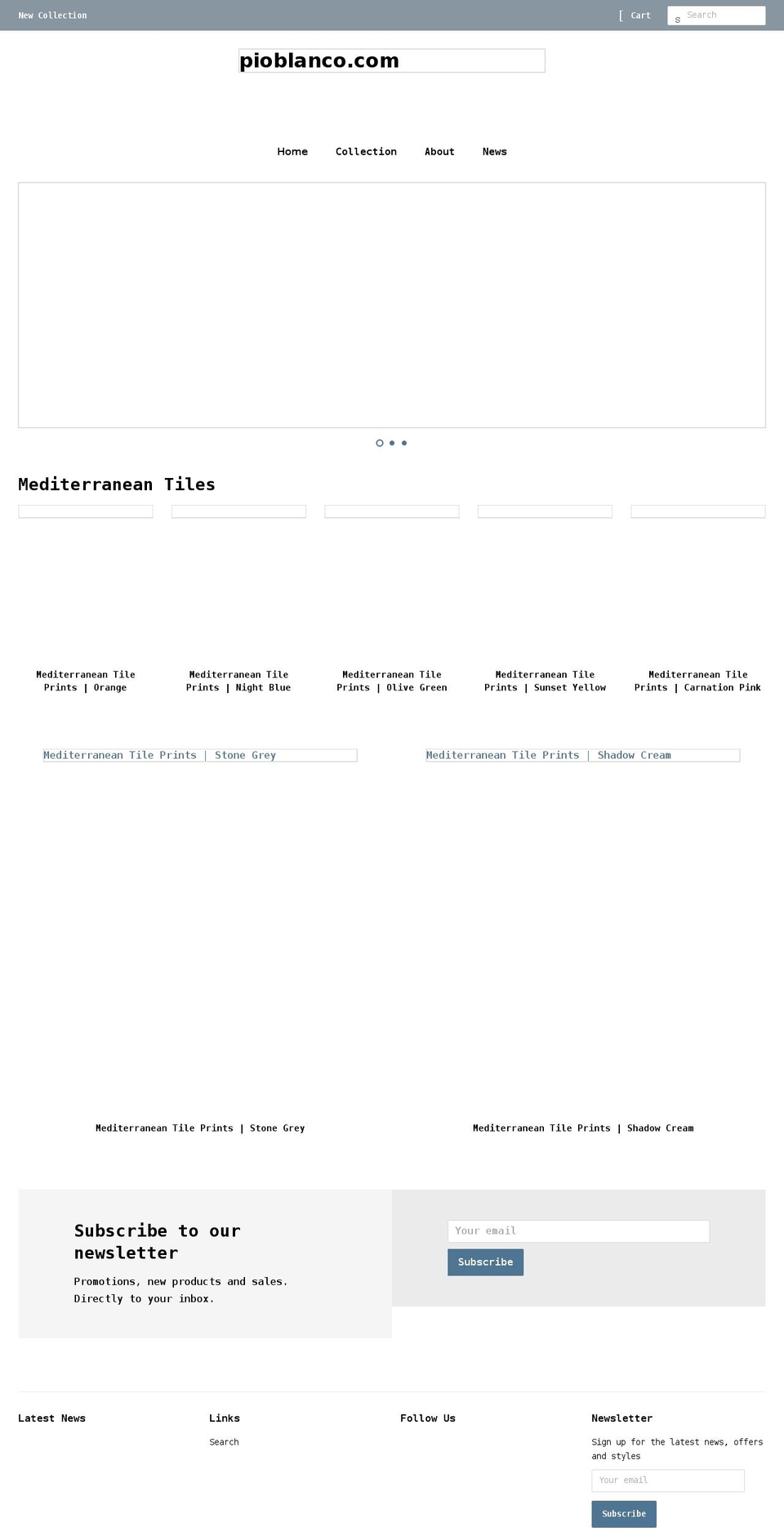 pioblanco.com shopify website screenshot