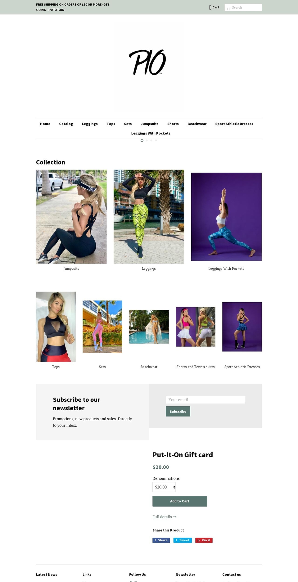 piofitwear.com shopify website screenshot