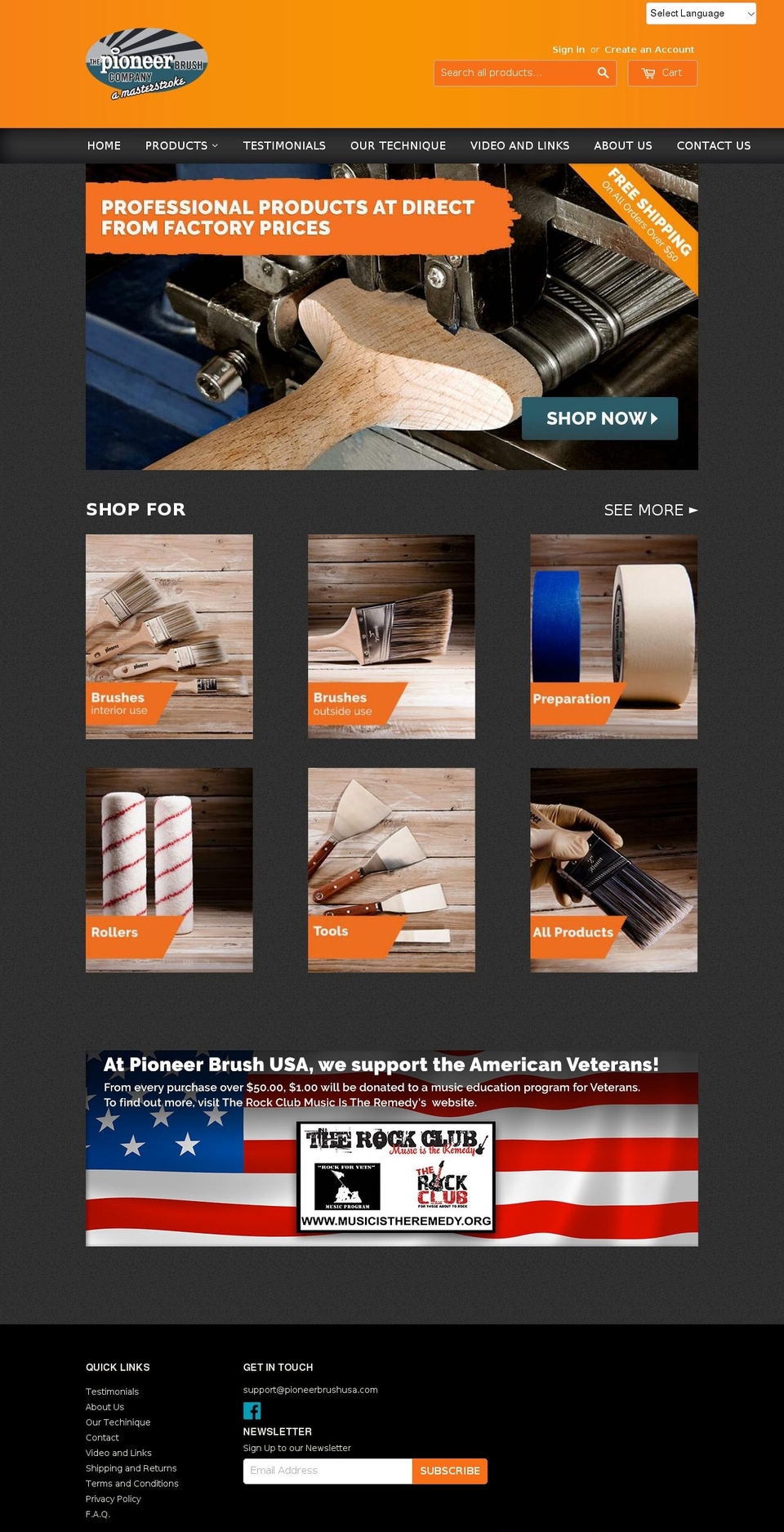 pioneer-brush-usa.myshopify.com — Shopify storefront screenshot