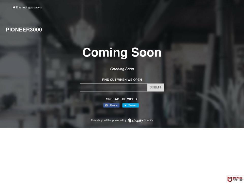 pioneer3000.com — Shopify storefront screenshot